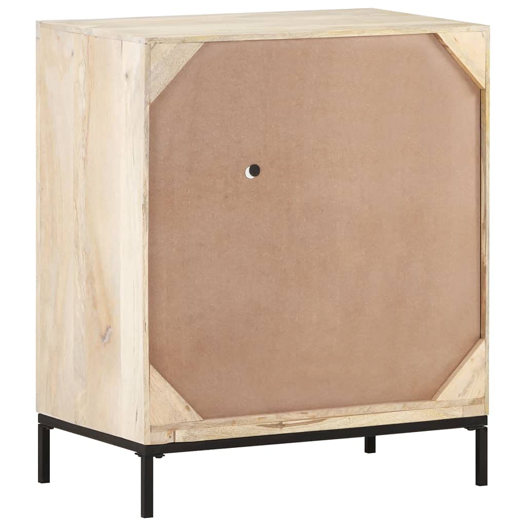 Solid Mango Wood Kitchen Storage Cabinet with Natural Cane - 23.6