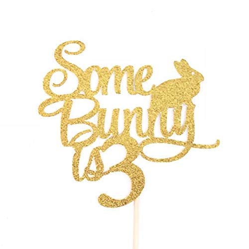 Some Bunny is Three Cake Topper - Adorable Rabbit Birthday Decoration for 3rd Birthday Parties, Baby Showers & Celebrations