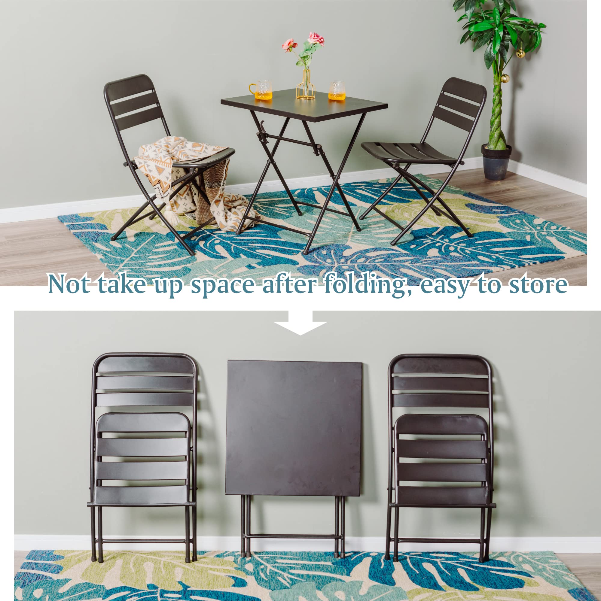 **Outdoor Patio Bistro Table - Foldable Metal Steel Square Coffee Table for Balcony, Lawn, Garden, Yard & Poolside - Perfect for Relaxing, Dining & Entertaining**