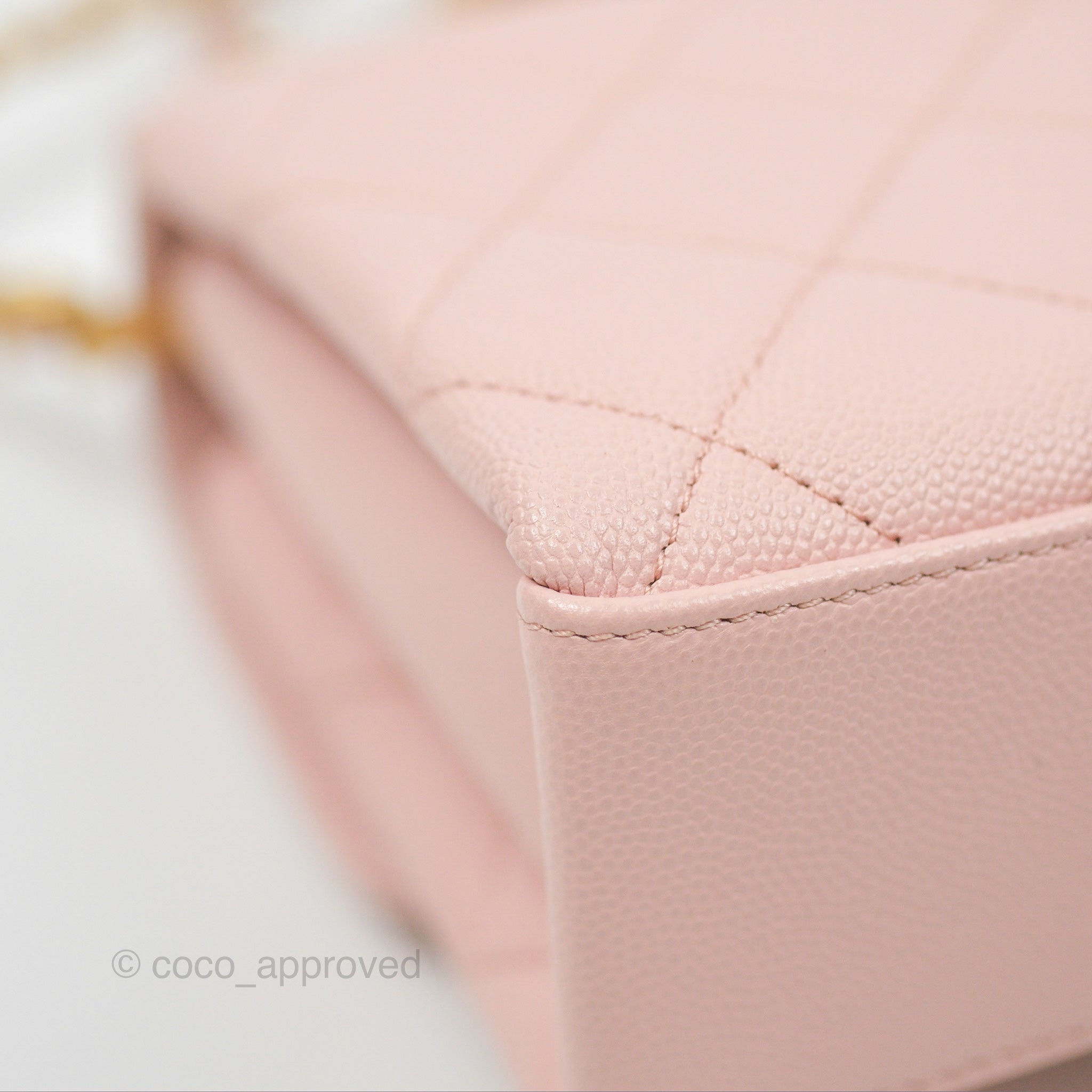Chanel Carry Me Top Handle Flap Bag Pink Caviar Leather with Aged Gold Hardware - Perfect for Date Night & Special Occasions