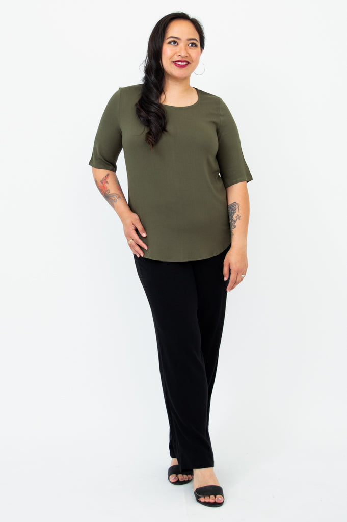 Liza Women's Bamboo Top - Soft & Breathable Khaki Blouse for Casual Wear & Summer Outfits