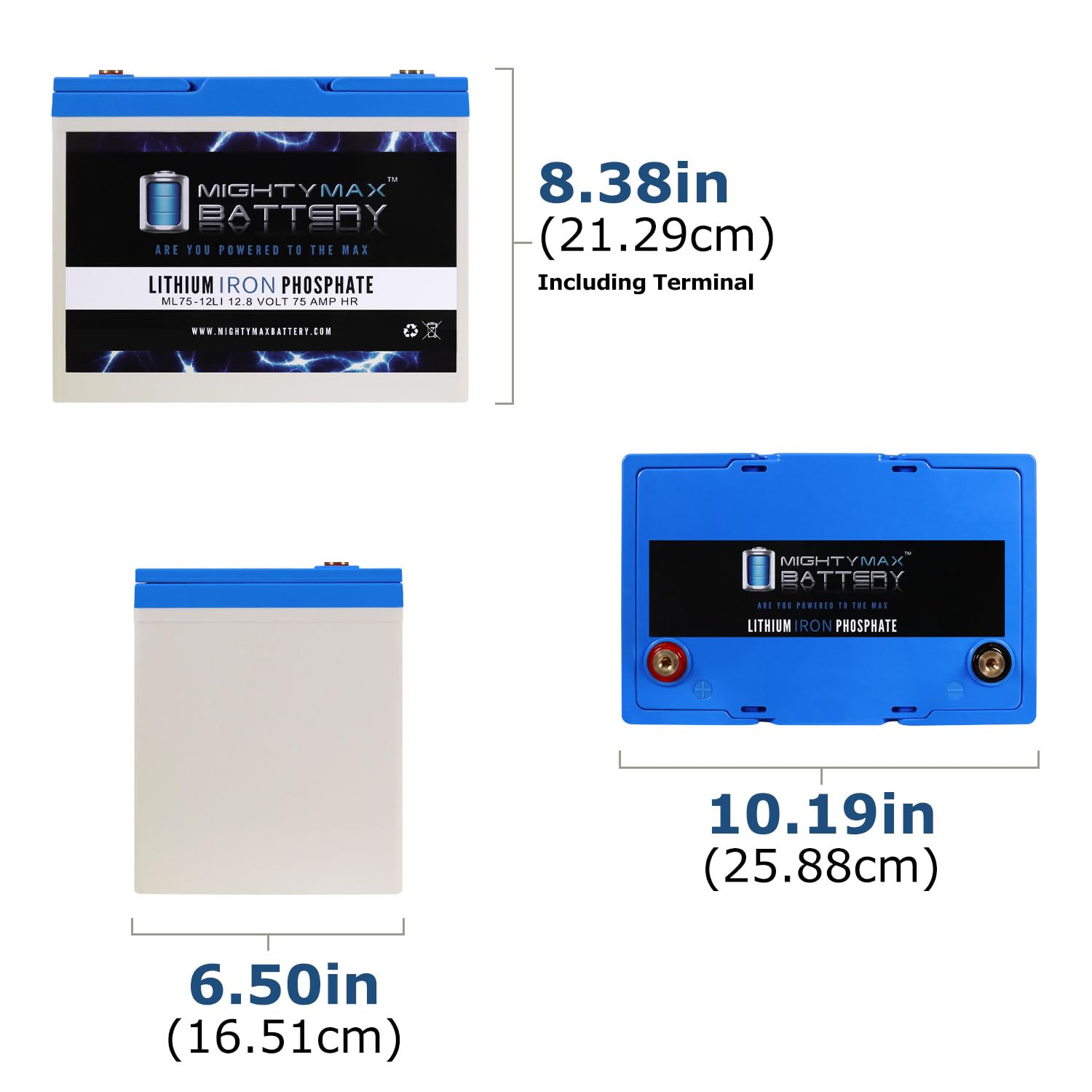 Mighty Max 12V 75AH Lithium Battery Replacement for Apex APX12-75 - Perfect for Marine, RV, Solar Power & Off-Grid Applications