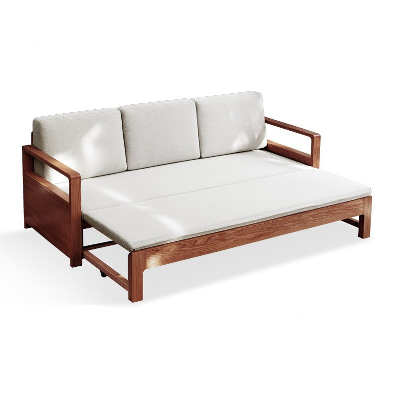 Oak Solid Wood Folding Storage Sofa Bed - Convertible Guest Bed & Space-Saving Furniture for Small Apartments, Living Rooms & Dorm Rooms