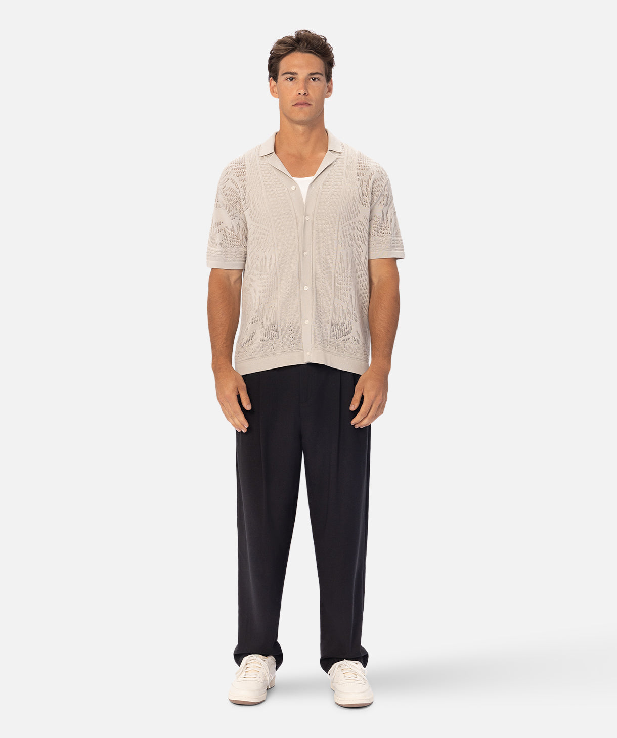 Barreto Short Sleeve Shirt for Men - Stone Color | Casual & Comfortable Button Down Shirt for Everyday Wear, Office, and Outdoor Activities