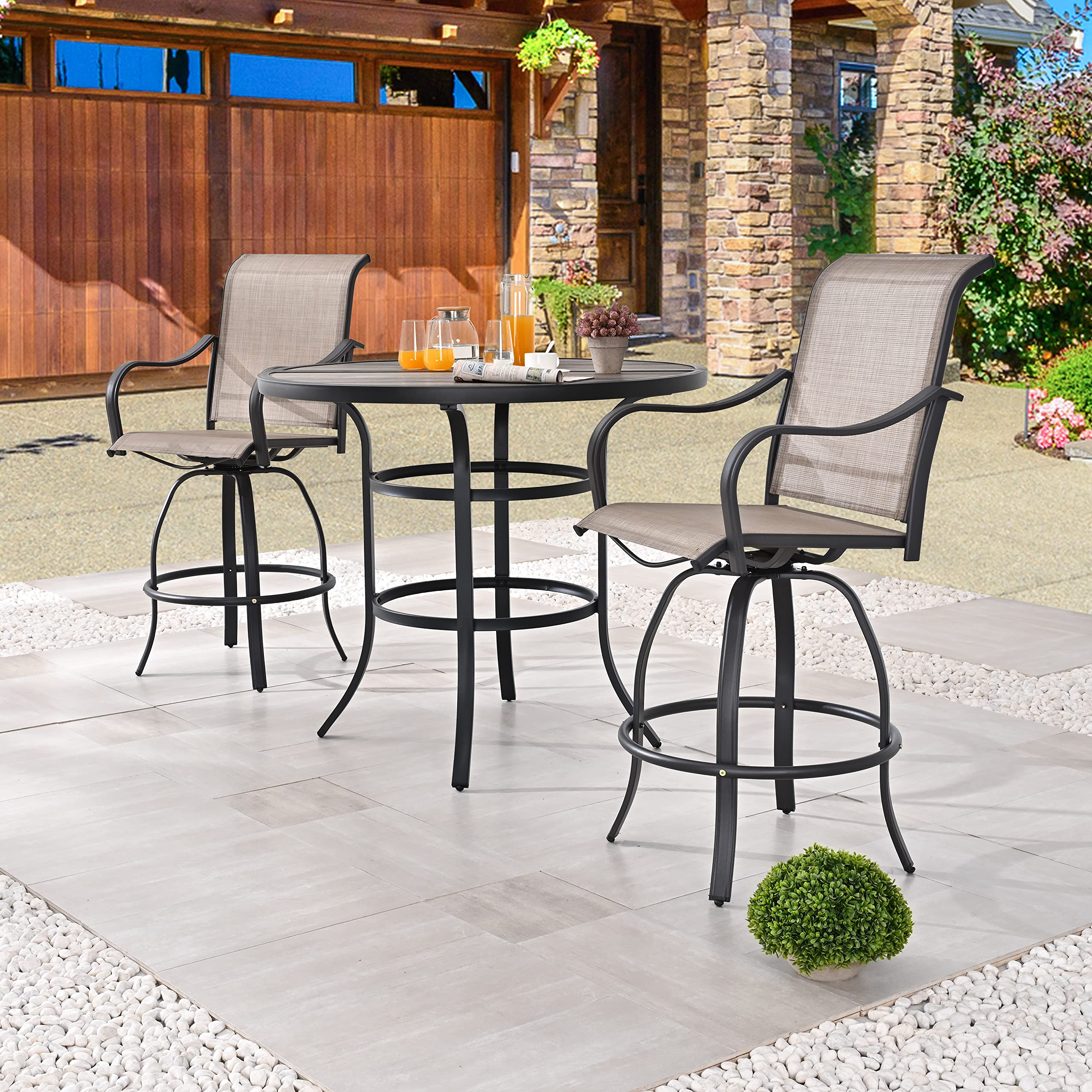 **PatioFestival 2-Piece Swivel Bar Stools Set - Outdoor Bistro Height Chairs, All-Weather Garden & Patio Furniture for Dining & Entertaining**    *(Perfect for backyard BBQs, poolside lounging, and outdoor dining setups)*