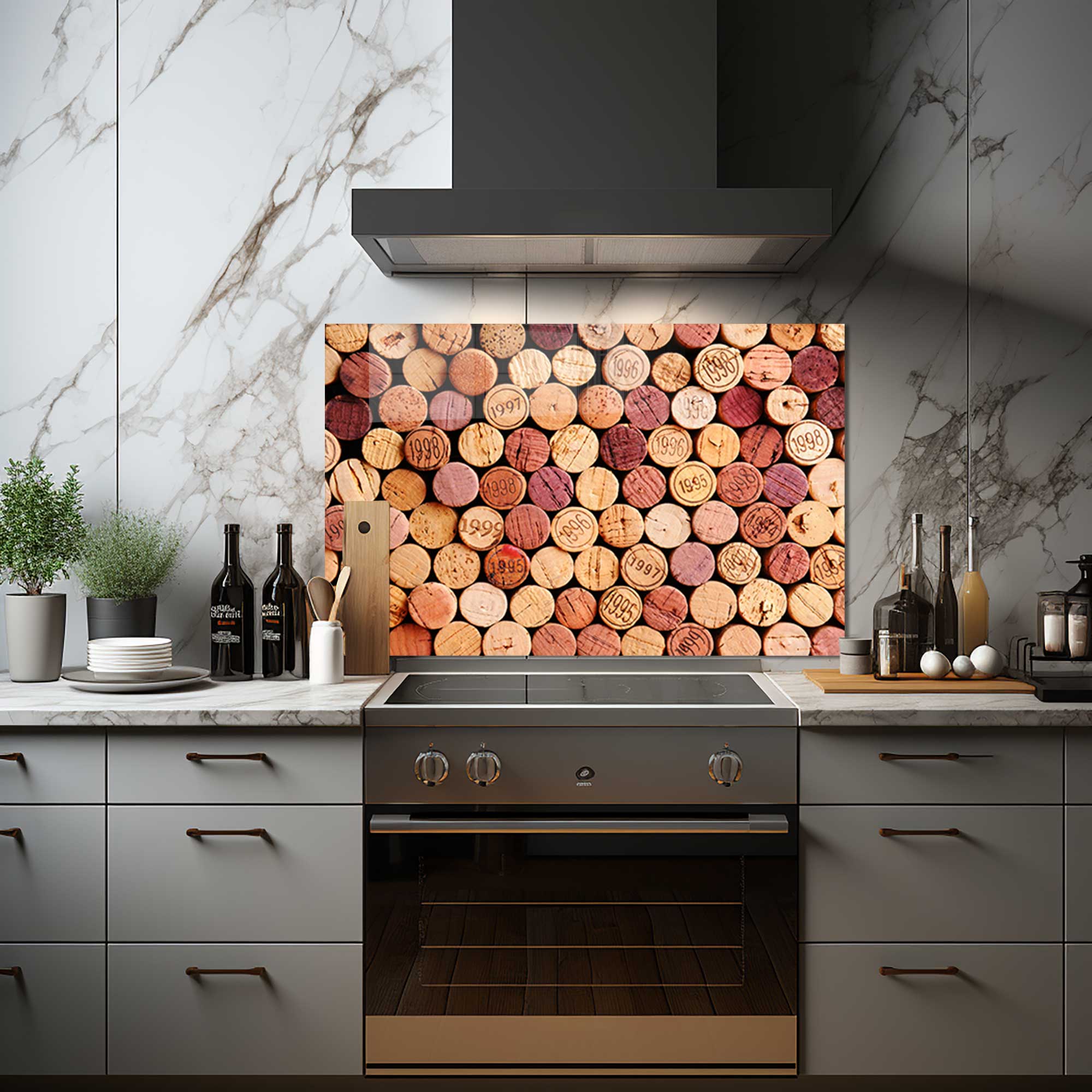 Premium Wine Corks & Glass Splashbacks - Elegant Kitchen & Bar Decor for Wine Enthusiasts | Perfect for Home Bars, Restaurants & Wine Cellars