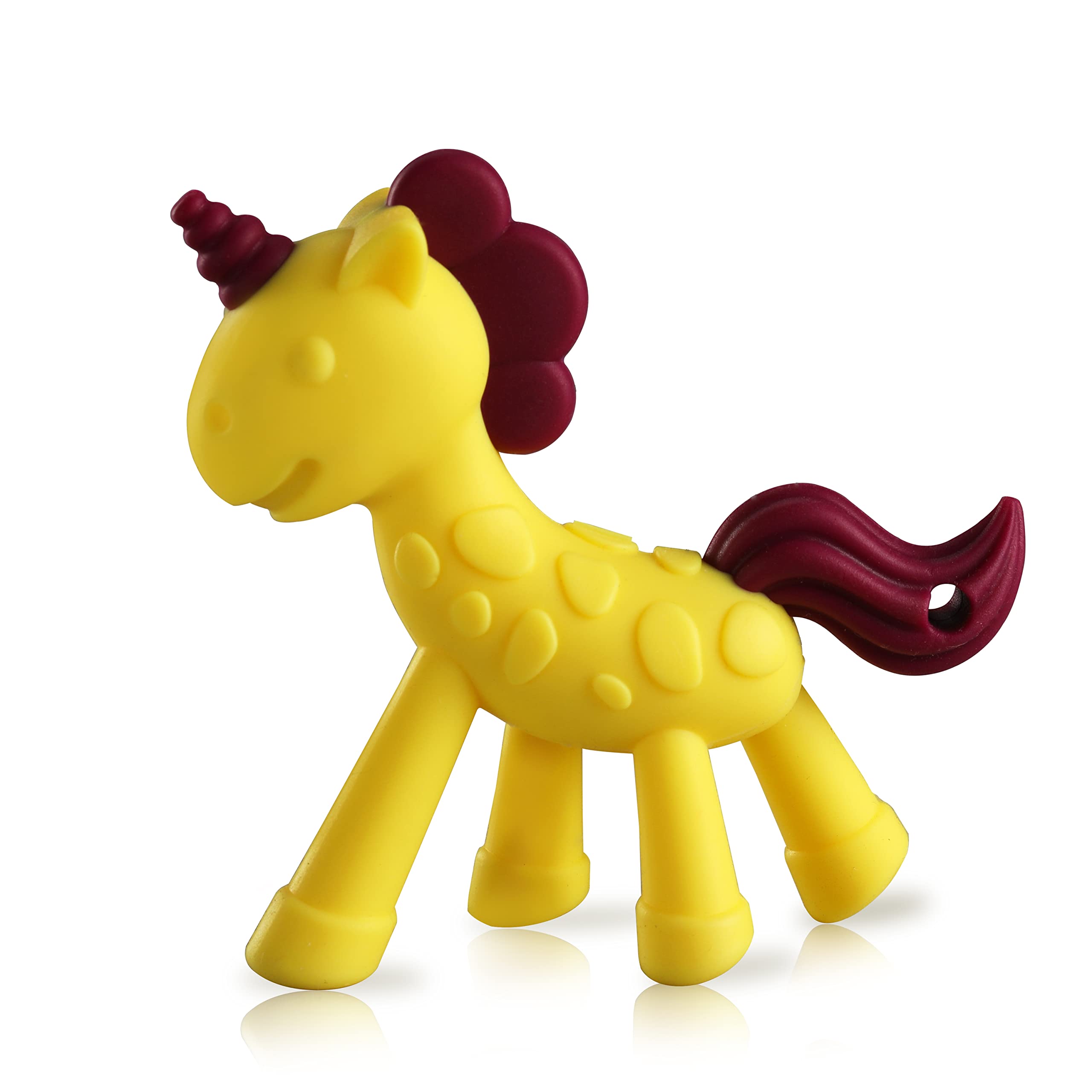 LuvLap Silicone Teether for Babies 6-12 Months | Safe Teething Toy for Infants | 100% Food Grade BPA-Free Unicorn Design with Textured Surface (Yellow & Red) | Perfect for Soothing Sore Gums & Encouraging Oral Development