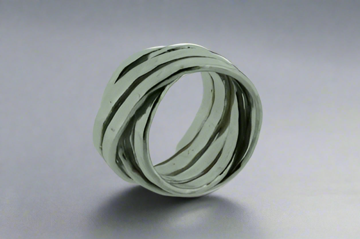 Flat Hammered Knot Ring Sterling Silver - Elegant Boho Jewelry for Women, Perfect for Everyday Wear & Special Occasions