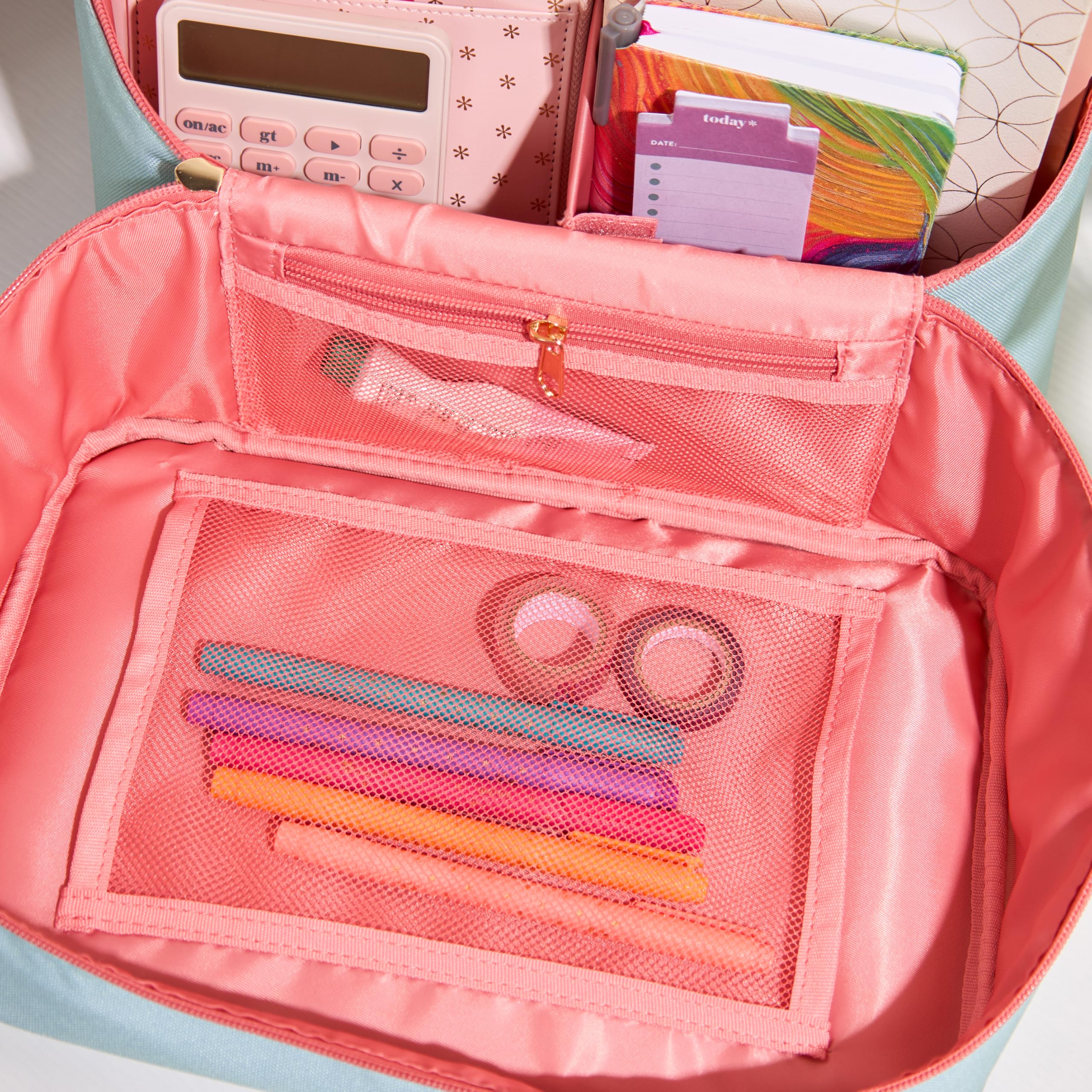 Erin Condren Large Organizer Case - Stylish Sea Glass Multi-Purpose Travel Bag with Removable Dividers & Vegan Leather Handle | Perfect for Toiletries, Makeup, Jewelry Storage | Ideal for Travel, Home Organization & Daily Essentials