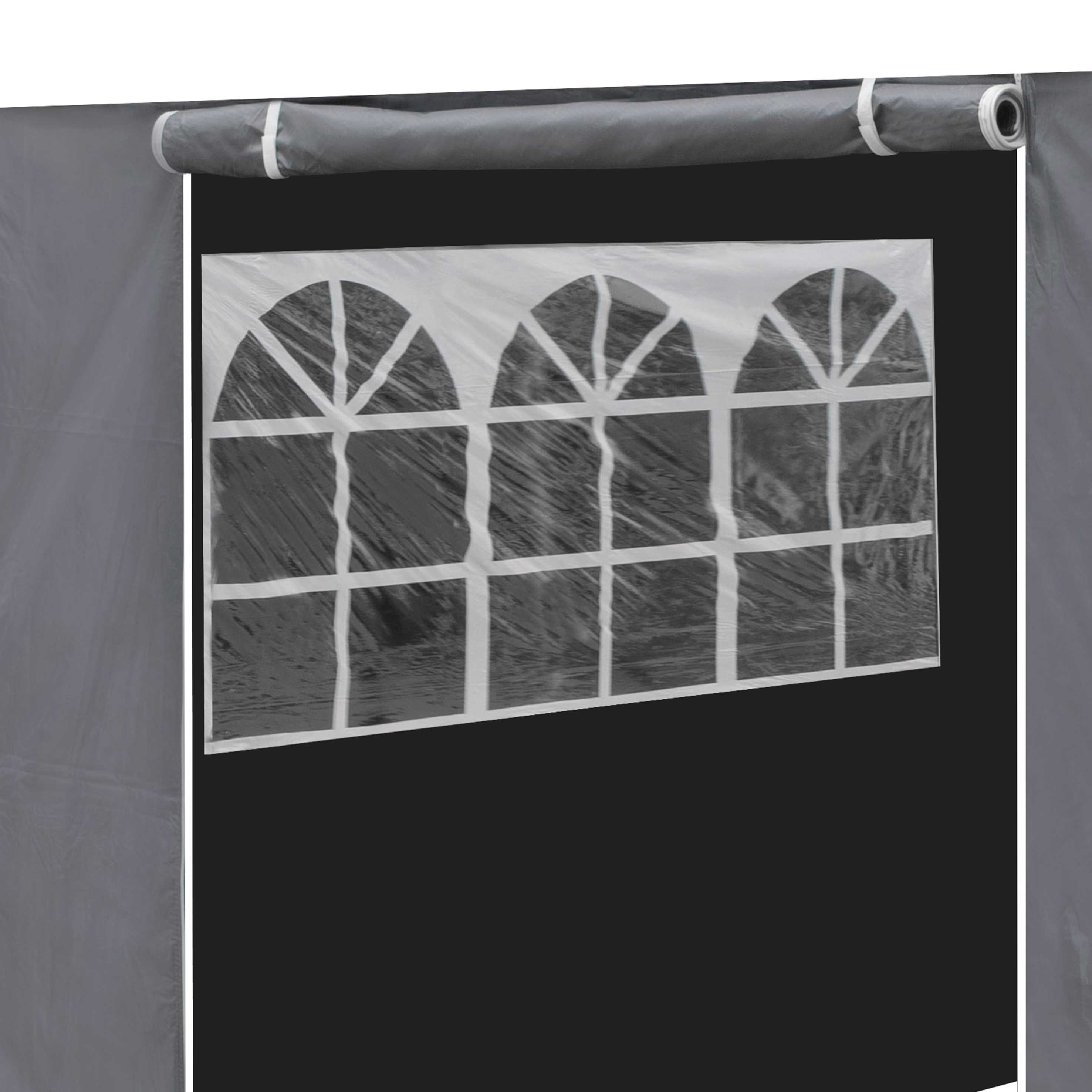 Premium 3x3m Gazebo Side Walls, Doors & Windows - Waterproof & UV Resistant Grey Canopy Accessories for Outdoor Events, Parties & Camping - DG149