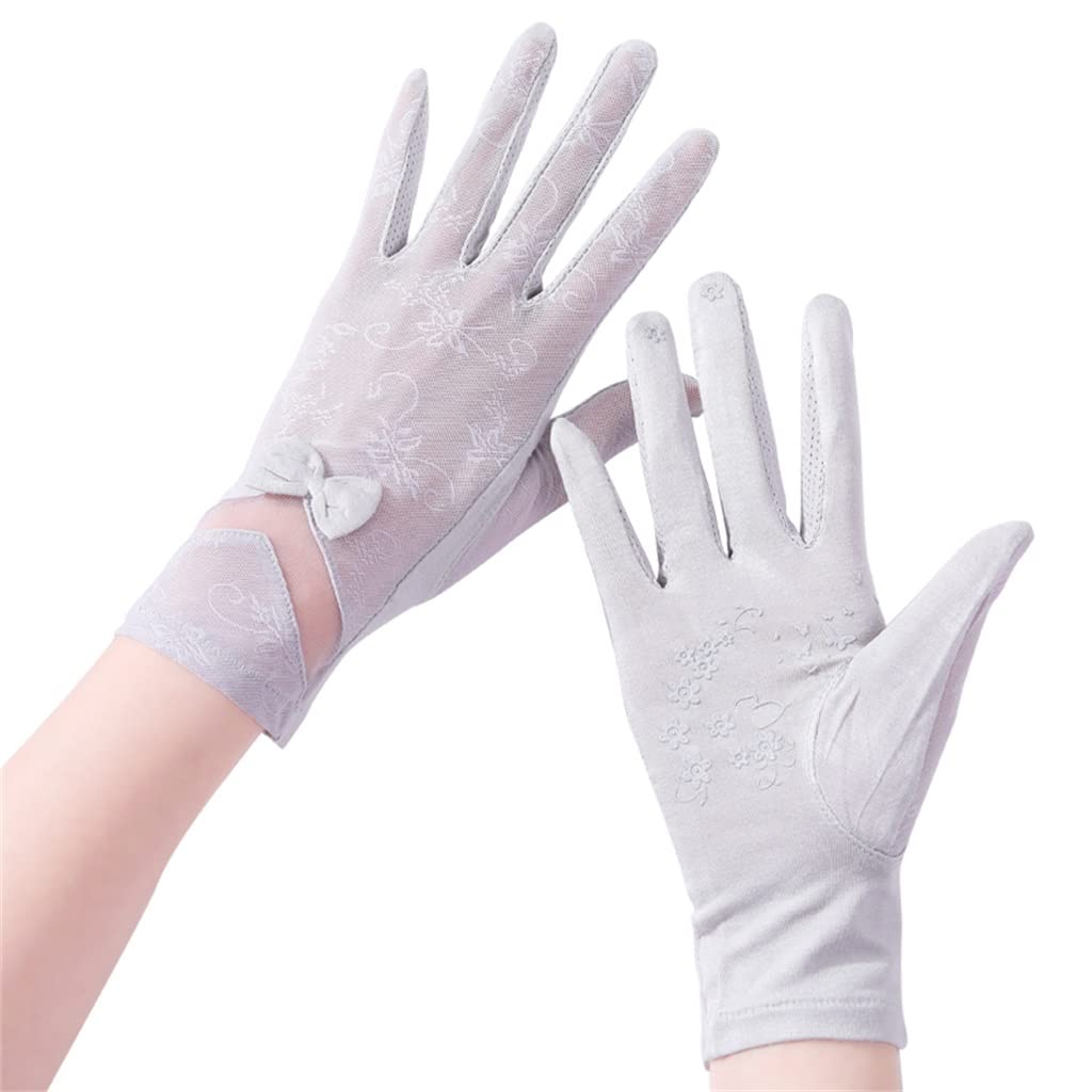 Women's Touch Screen Gloves - Thin Full Finger Summer Driving Gloves, Lace Hand Guard, Ice Silk for Spring & Autumn (Color B, Size 23x9cm) - Perfect for Driving, Cycling, and Outdoor Activities