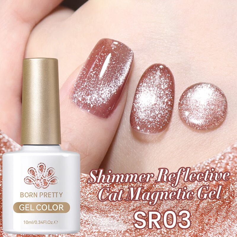6 Colors Shimmery Reflective Cat Eye Magnetic Gel - 10ml Nail Polish for Party & Night Out - Long Lasting & High Shine Gel Polish for Nail Art & Salon Use