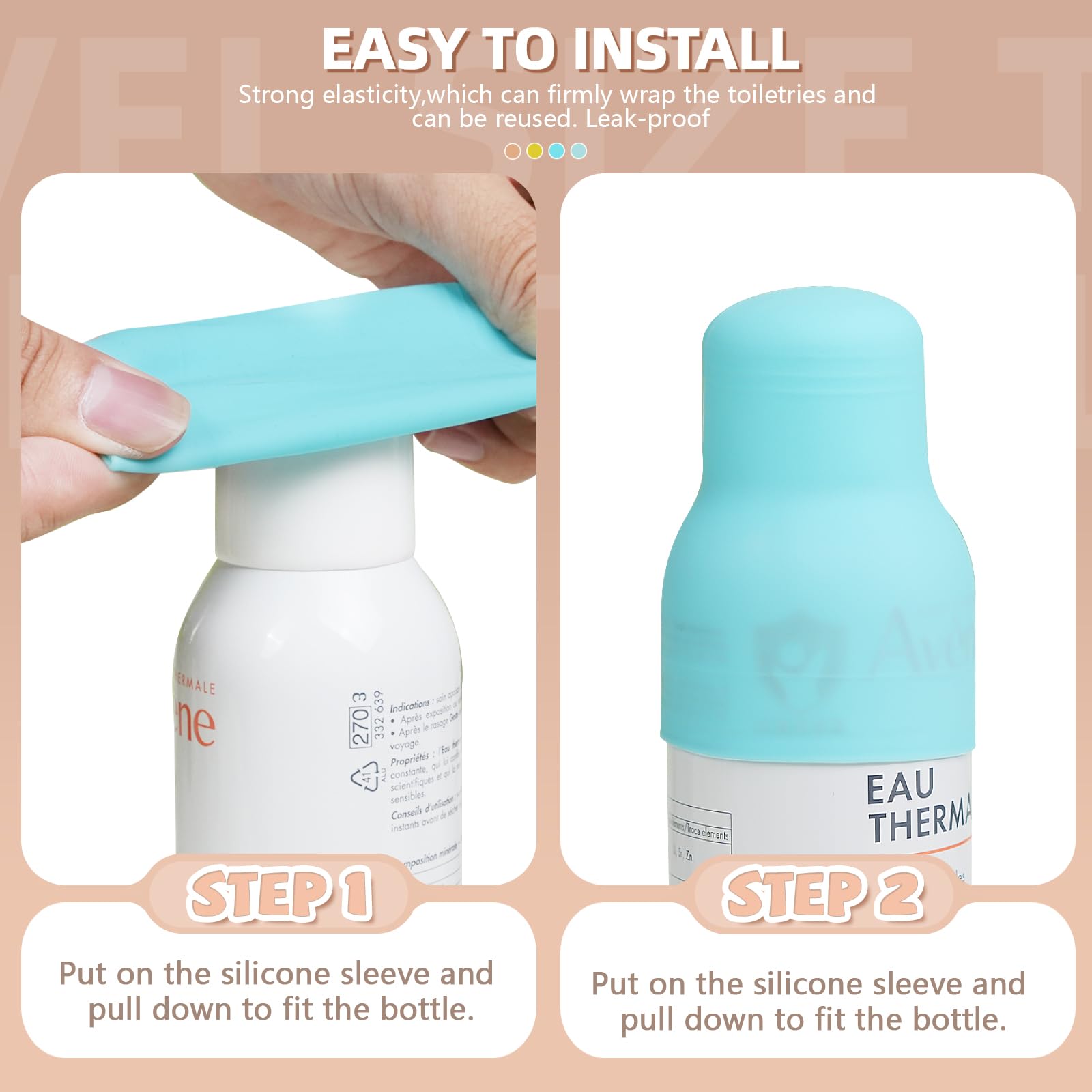 8 Pack Silicone Bottle Covers - Leak Proof Travel Toiletry Organizers for Women & Men | Elastic Sleeves for Shampoo, Lotion & Cosmetics | Cruise, Airplane & Camping Essentials | TSA Approved Travel Accessories