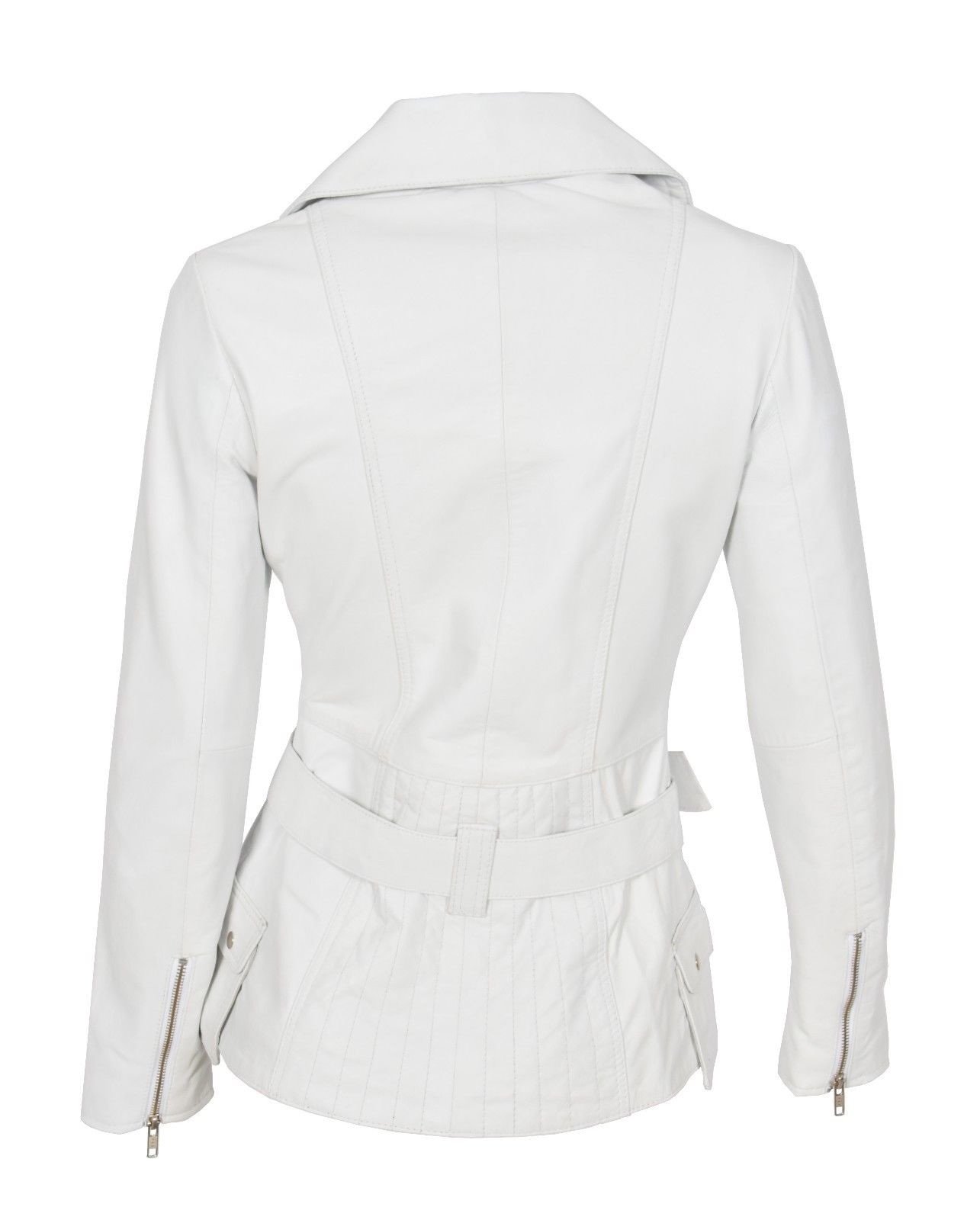 Women's Genuine Leather Motorcycle Jacket - White Bomber Biker Jacket for Women | Riding, Casual Wear & Outdoor Fashion