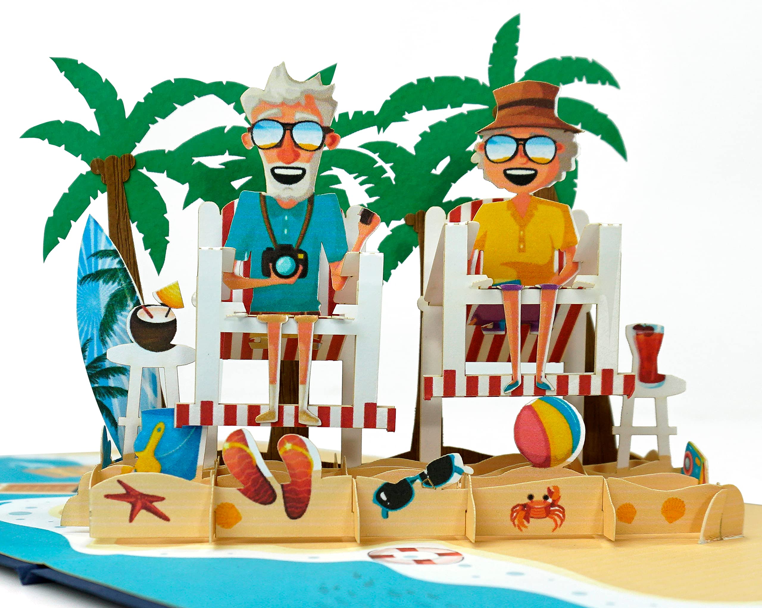 3D Pop-Up Anniversary Card - Beach Couple Design for Birthday, Retirement & Special Occasions | Perfect Romantic Greeting Card for Couples, Beach Lovers & Memorable Celebrations