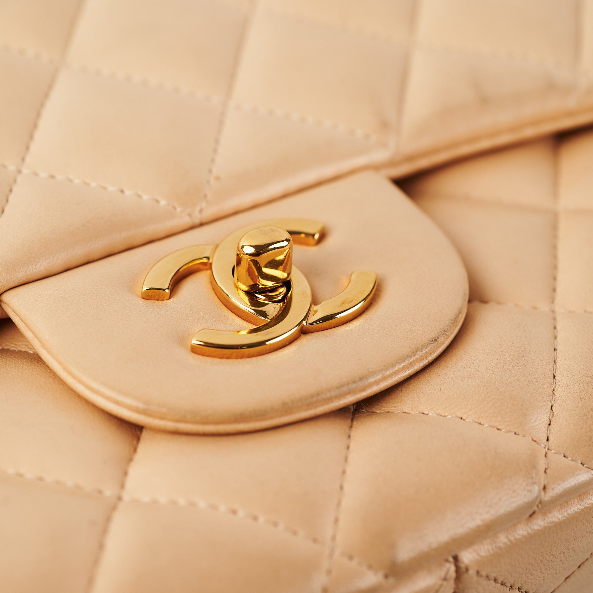 Chanel Single Flap Jumbo Lambskin Beige Leather Shoulder Bag - Luxury Designer Handbag for Women, Perfect for Work, Evening & Special Occasions