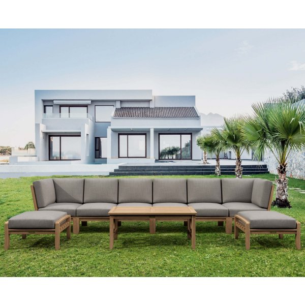 Natsepa 9-Piece Modular Sectional Sofa Set - Modern L-Shaped Couch with Reversible Chaise for Living Room, Apartment & Home Theater (Grey) | Easy Assembly & Space-Saving Design