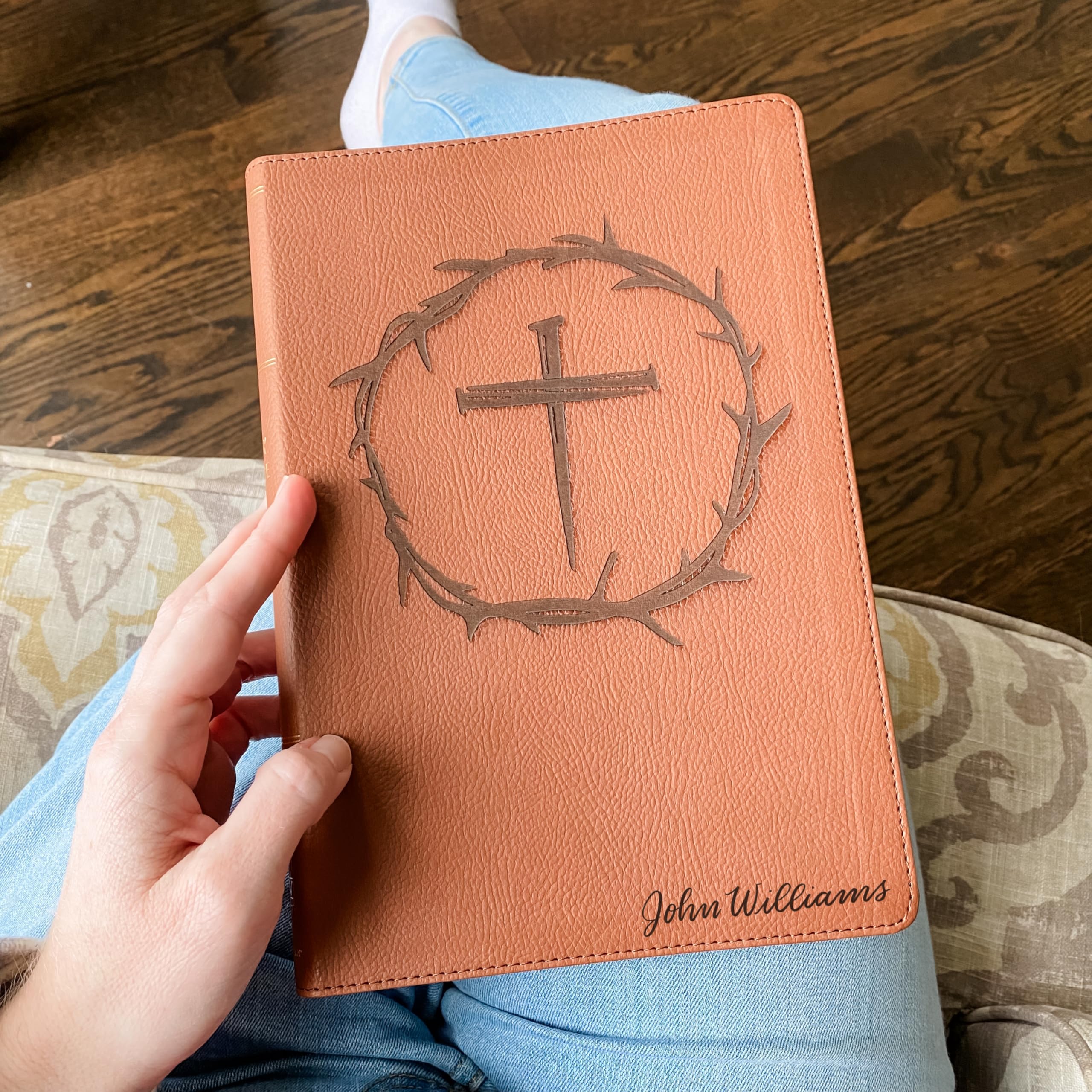 Hand Lettered & Laser Engraved NRSV Bible with Apocrypha - Personalized Catholic Gift with Custom Name Engraving | Perfect for Baptisms, Confirmations & Spiritual Milestones