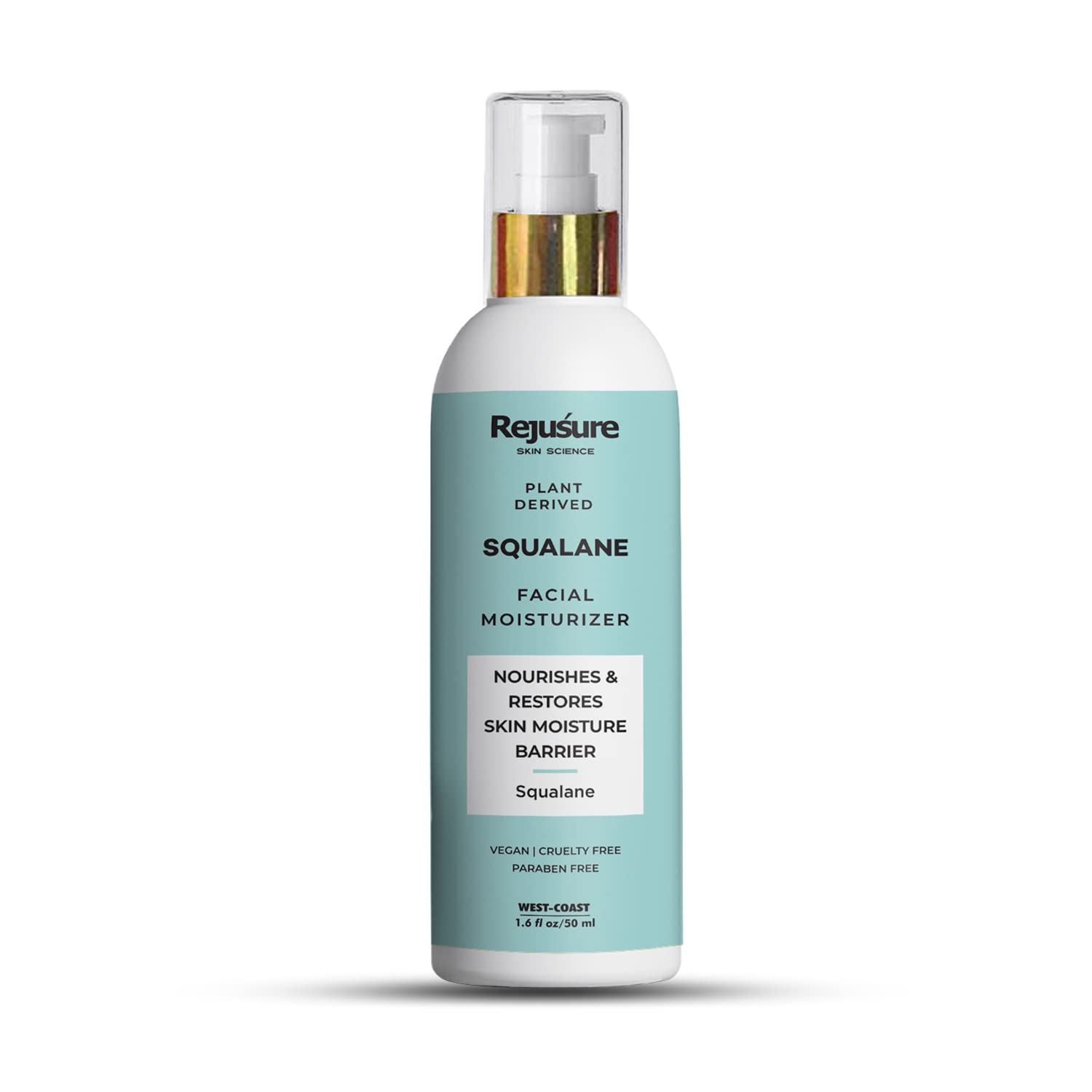 Rejusure Plant Derived Squalane + Vitamin E Face Moisturizer - Hydrating & Nourishing Facial Cream for Dry Skin | Skin Moisture Repair & Anti-Aging Care | Vegan & Cruelty-Free Skincare (50ml) | Perfect for Daily Hydration & Nighttime Skin Recovery
