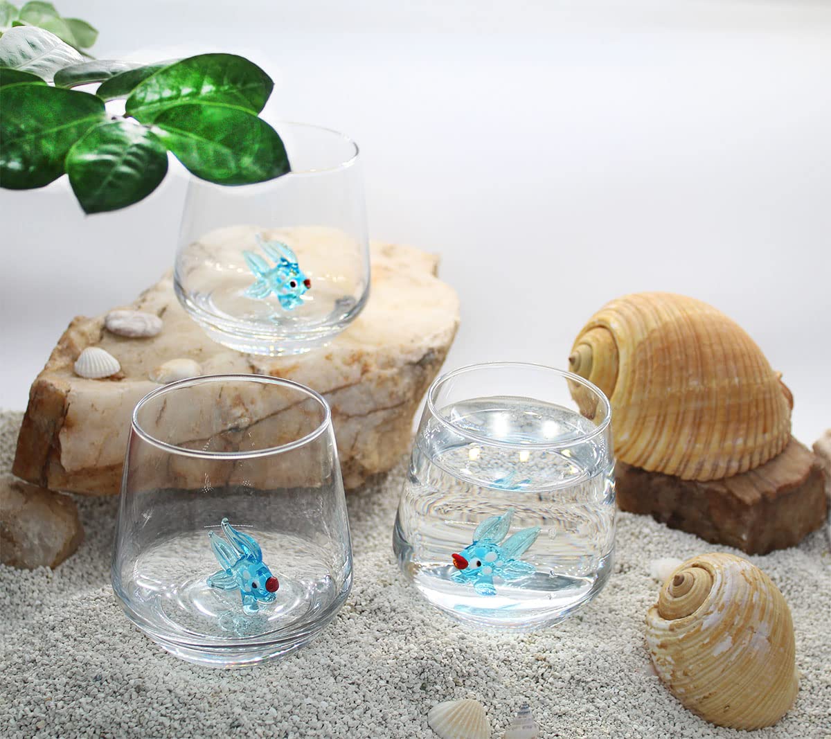 3D Drinking Glass Cup with Handmade Glass Animal Figurines Inside - Stemless Glass for Water, Wine, Milk & Beverages (12oz, Water Animals) - Perfect for Home Bar, Party Decor & Unique Gift Ideas