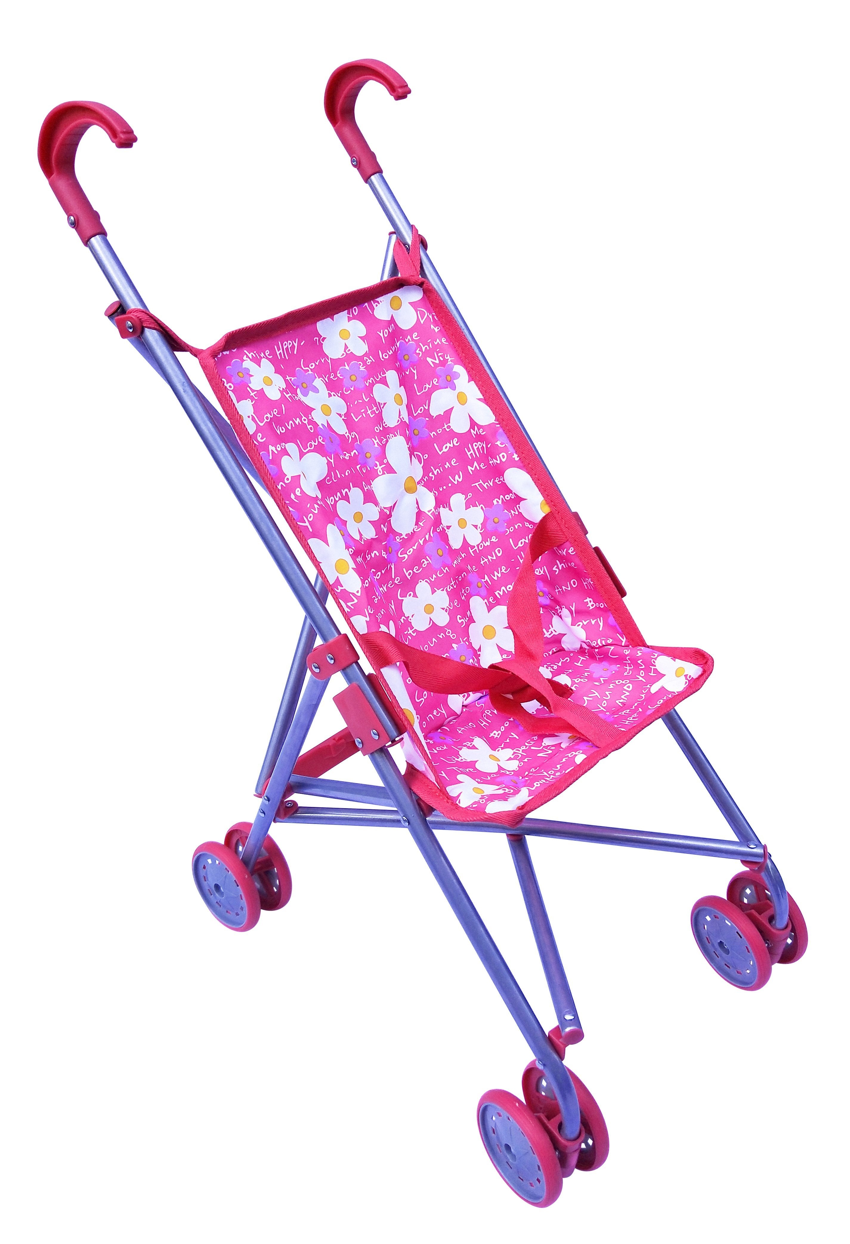 PLAYWORLD DOLL UMBRELLA STROLLER PINK - Compact Folding Stroller for Baby Dolls - Perfect for Pretend Play, Indoor Activities & Travel