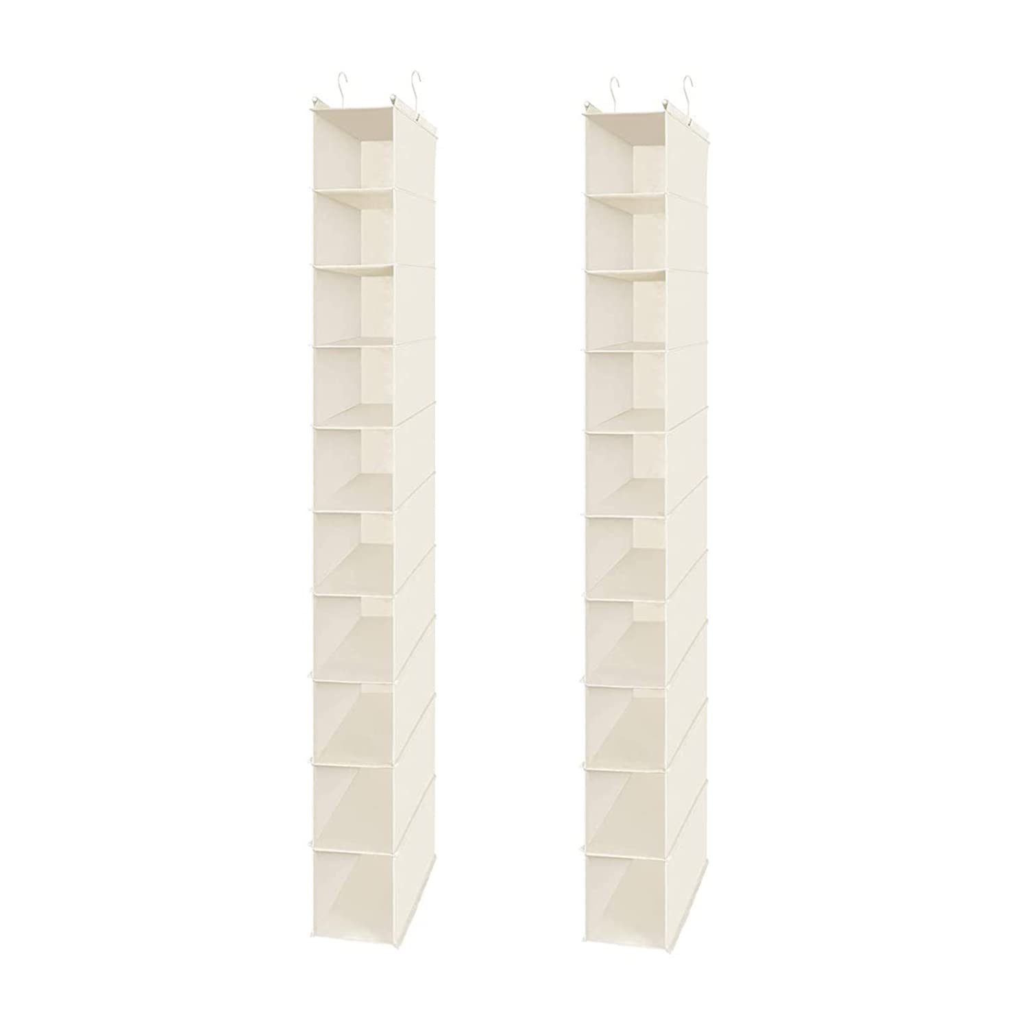 MAX Houser 10-Shelf Hanging Shoe Organizer - Space Saving Closet Storage for Shoes, Boots & Accessories (Pack of 2, Beige) - Perfect for Small Spaces, Dorm Rooms & Walk-In Closets