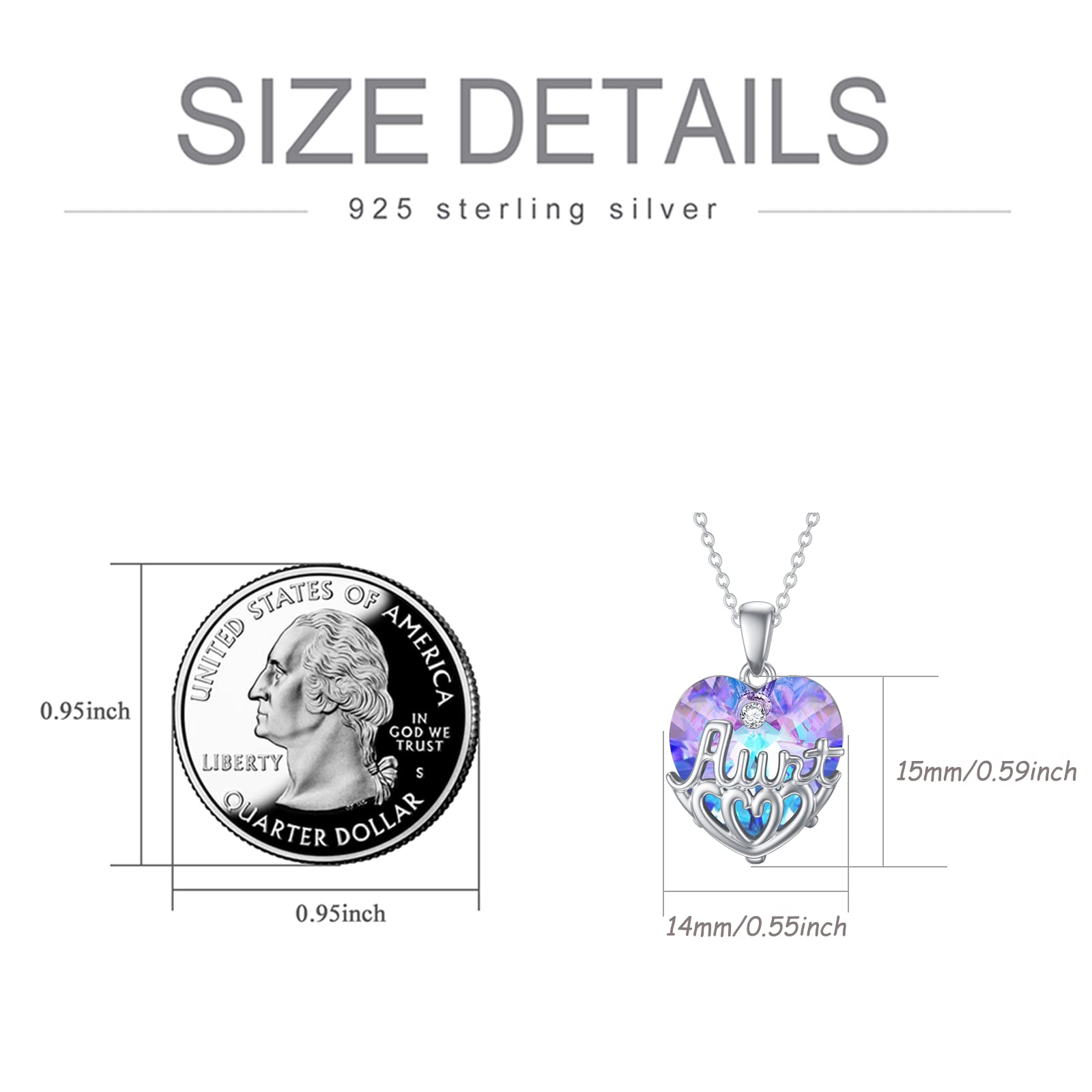 925 Sterling Silver Heart Crystal Necklace for Women - Elegant Aunt & Niece Jewelry Set, Perfect Birthday Gift for Her, Girls, Auntie & Niece | Ideal for Special Occasions, Family Bonding & Heartfelt Gifts
