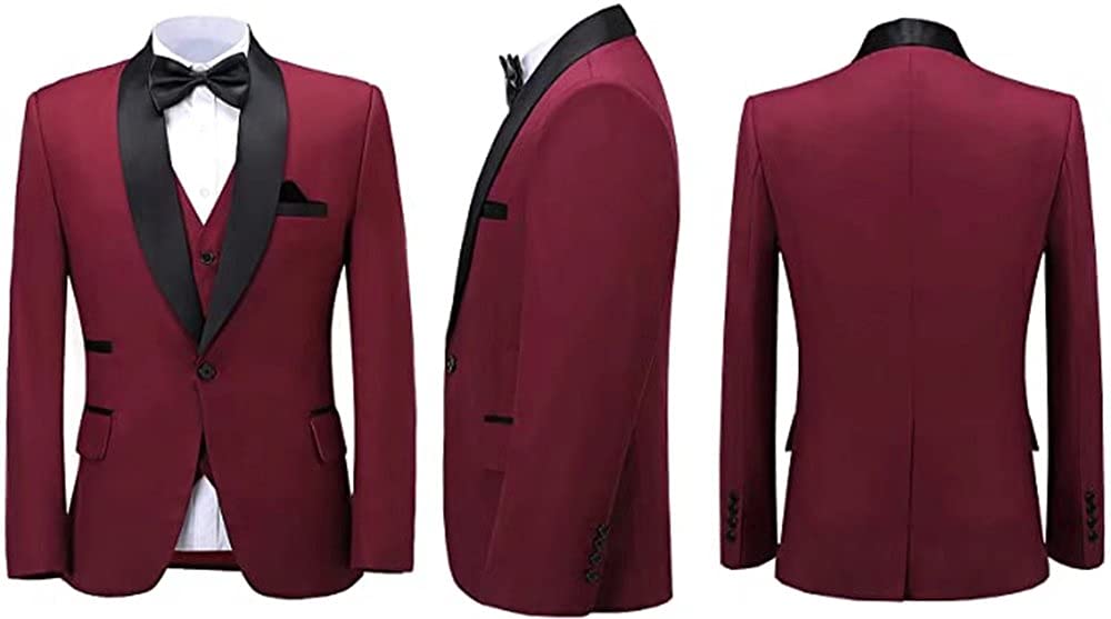 Men's Groomsmen Wedding Blazer 3-Piece Suit Set | Business Casual Tuxedo Jacket, Vest & Pants | Perfect for Weddings, Prom & Formal Events