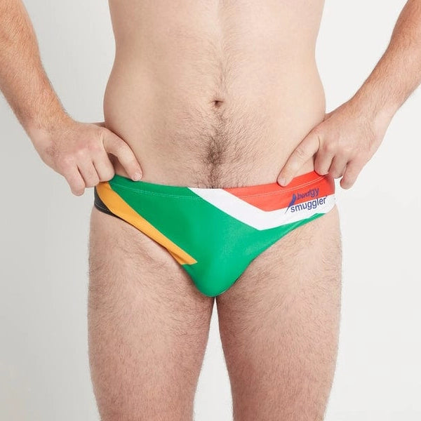 Budgy Smuggler Spring Boxers - South Africa Flag Print Swimwear | Perfect for Beach, Pool & Summer Vacations