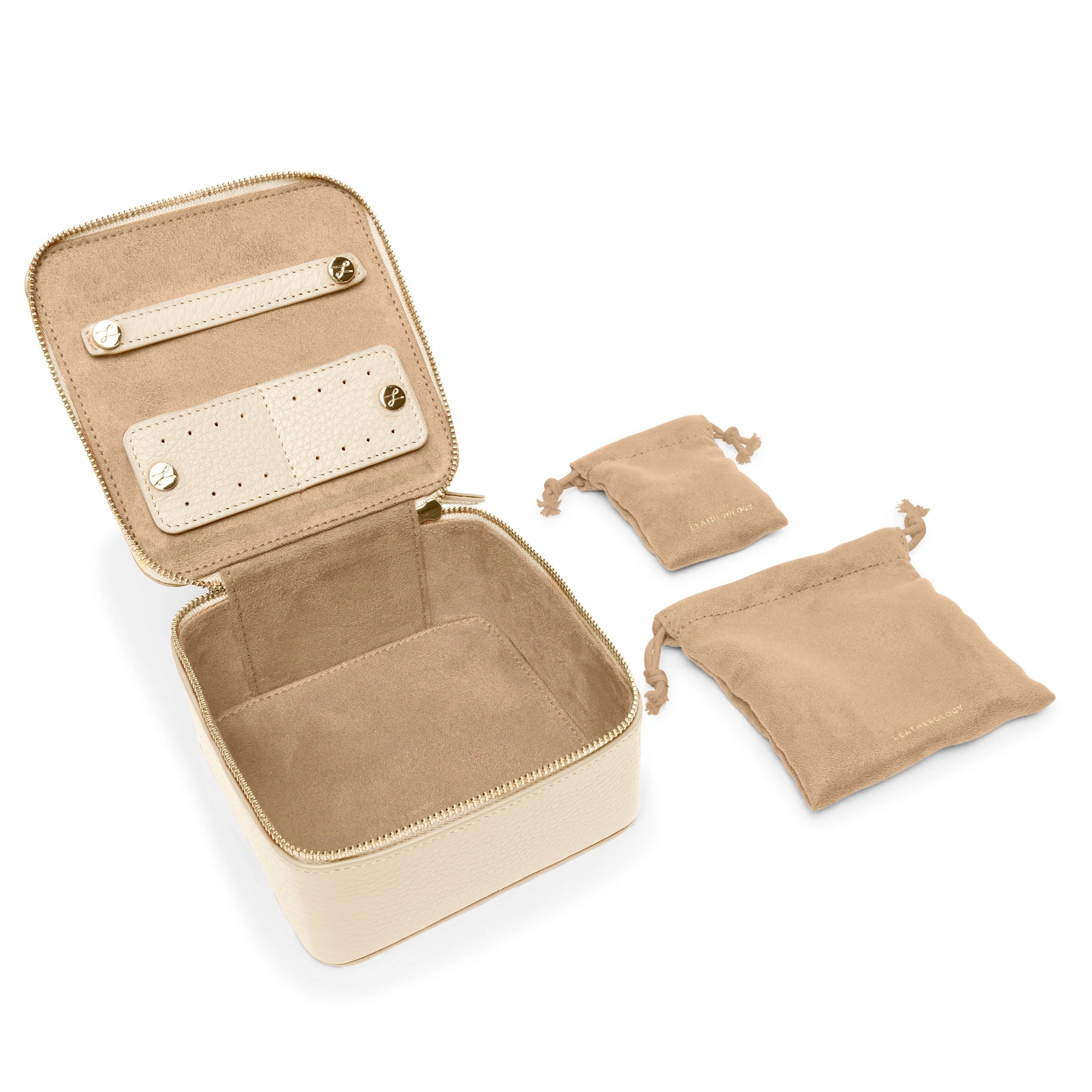 Medium Jewelry Organizer Sand - Premium Travel Jewelry Case with Compartments for Earrings, Necklaces & Rings - Perfect for Home Storage, Travel & Gifts
