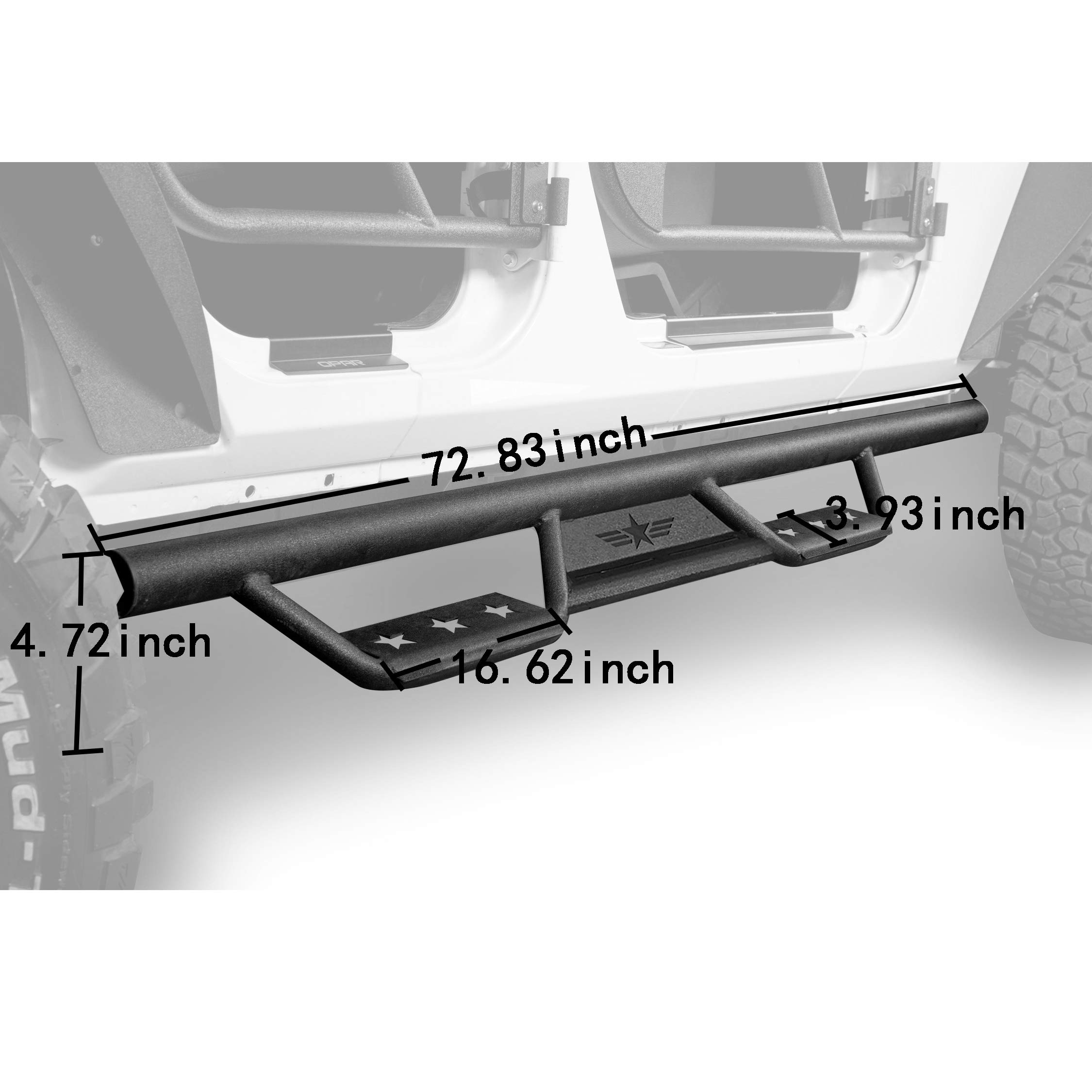 Wrangler JKU Wide Drop Side Step Running Board for Jeep Wrangler JK 4-Door Unlimited Sahara Rubicon Sport 2007-2018 - Heavy Duty Off-Road Nerf Bars for Enhanced Vehicle Access & Protection