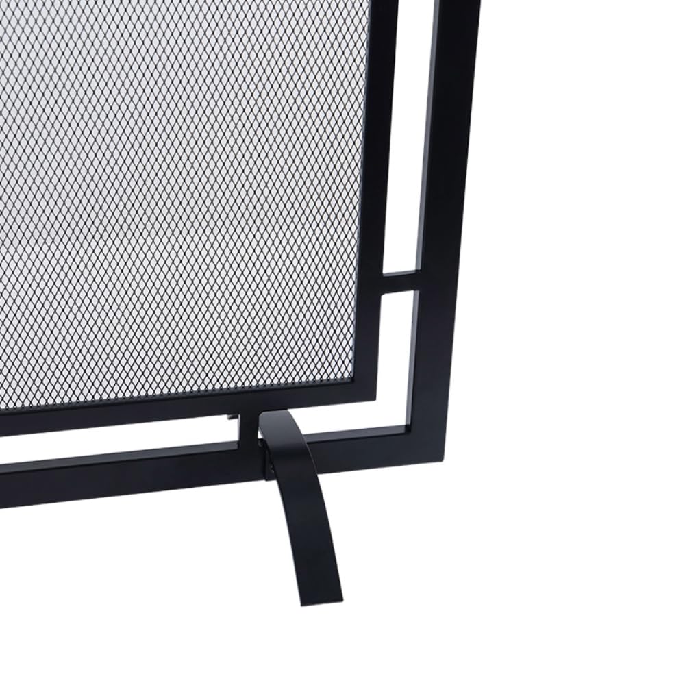 Modern Ember Gatsby Black Mesh Fireplace Screen - Heavy Duty Steel Frame with Powder Coated Finish | Heat & Corrosion Resistant Single Panel Fireplace Screen | Fits Standard Fireplace Openings | Perfect for Living Rooms, Patios & Winter Home Decor