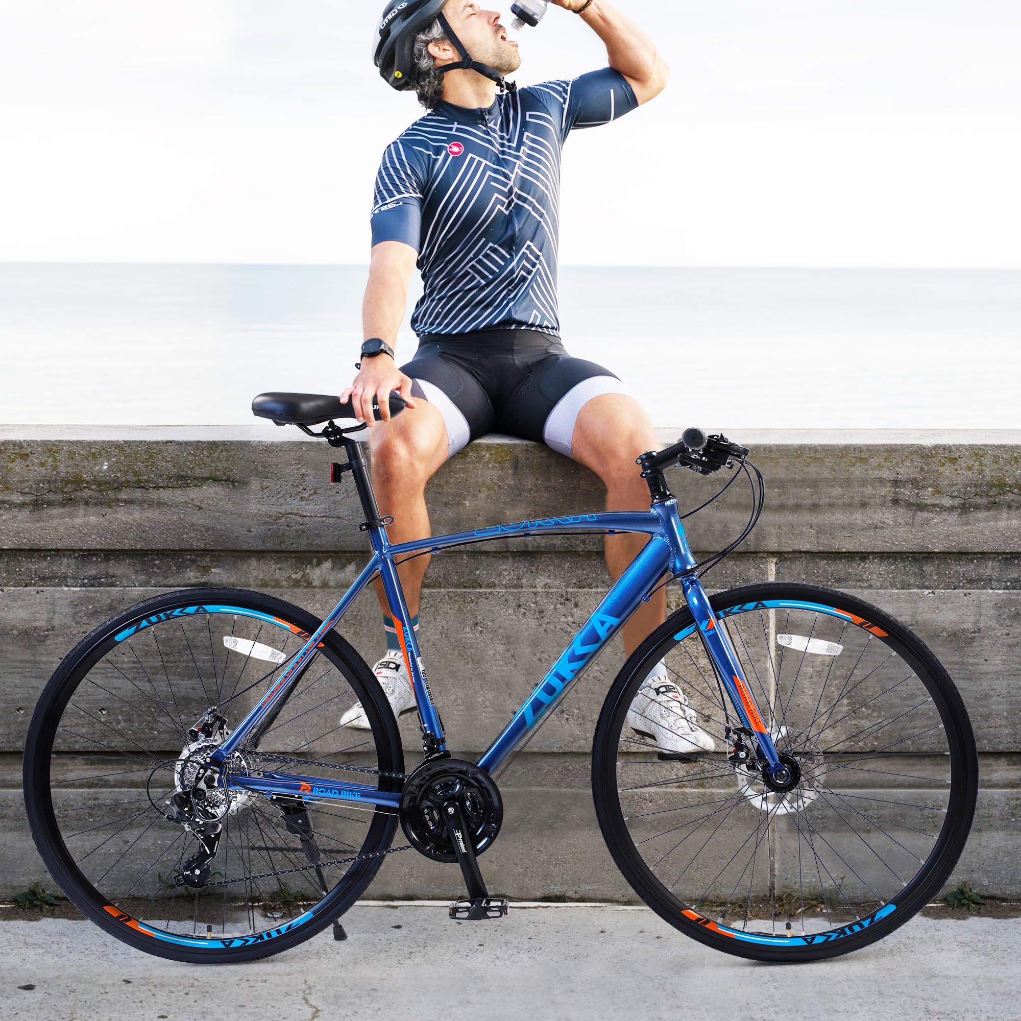 700C Road Bike with 24-Speed Shimano Gears & Dual Disc Brakes - Lightweight Hybrid Commuter Bike for Men, Women & Teens - Perfect for City Riding, Fitness & Daily Commuting
