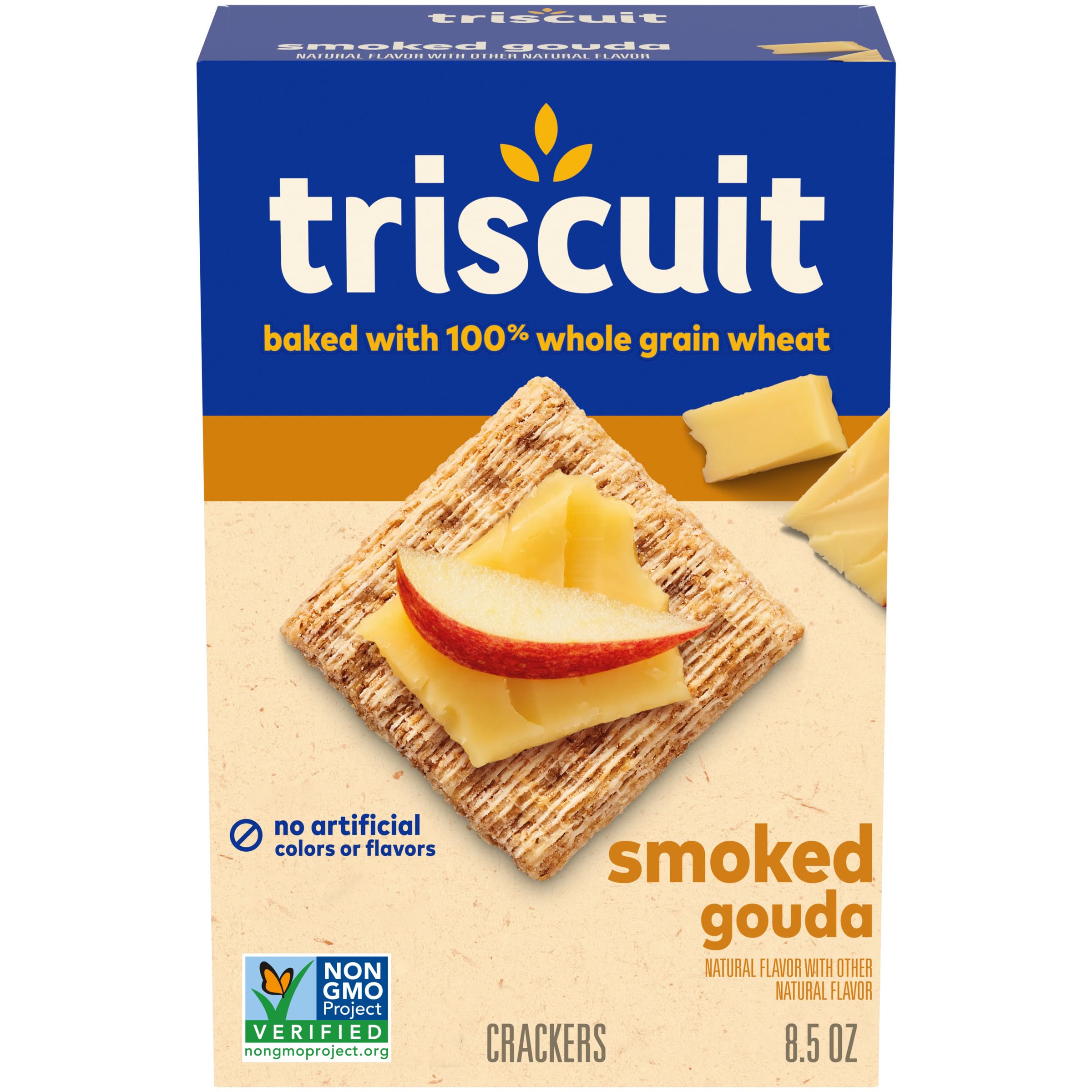 Triscuit Smoked Gouda Whole Grain Wheat Crackers - Healthy Lunch Snacks & Party Crackers (8.5 oz) | Perfect for Office, School & Picnics