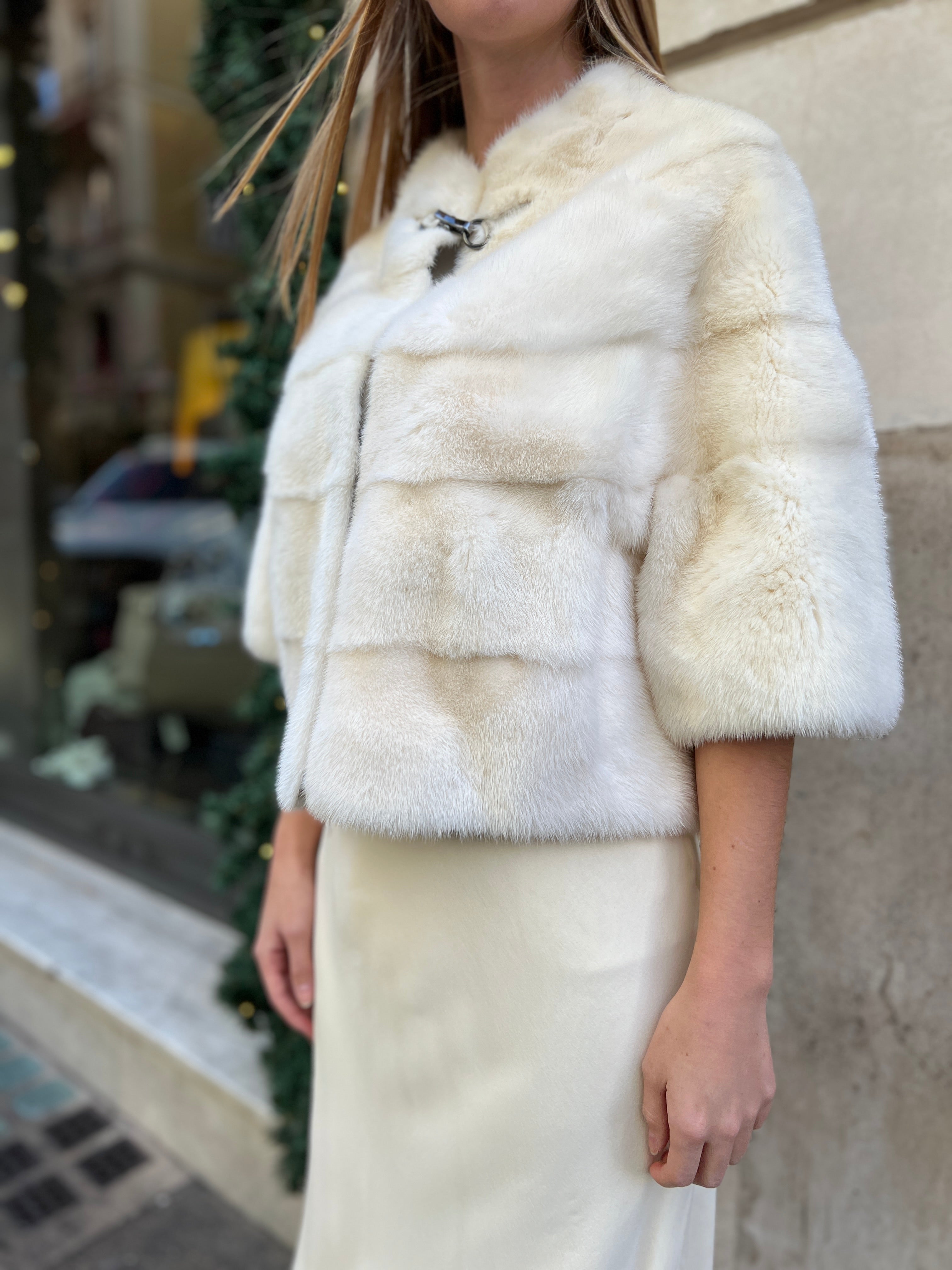 Luxury Manzoni 24 White Mink Fur Coat - Elegant Winter Outerwear for Women | Perfect for Parties, Weddings & Formal Events