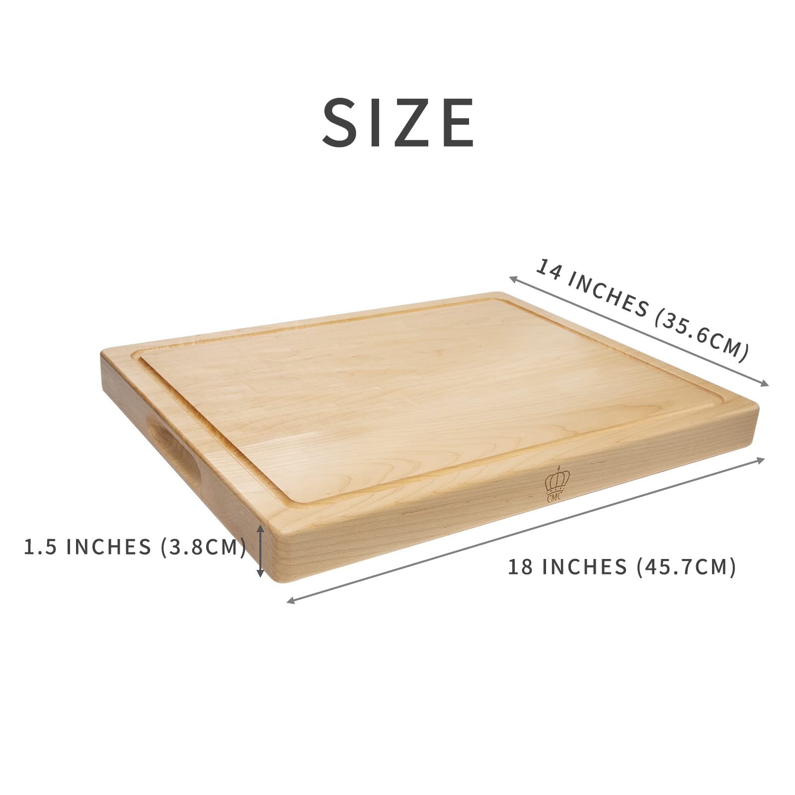 Premium Large Maple Wood Cutting Board - Reversible Thick Butcher Block with Handles & Juice Groove - Multipurpose Kitchen Chopping Board for Meat, Vegetables & Fruits - Perfect for Home Cooking, BBQ & Entertaining