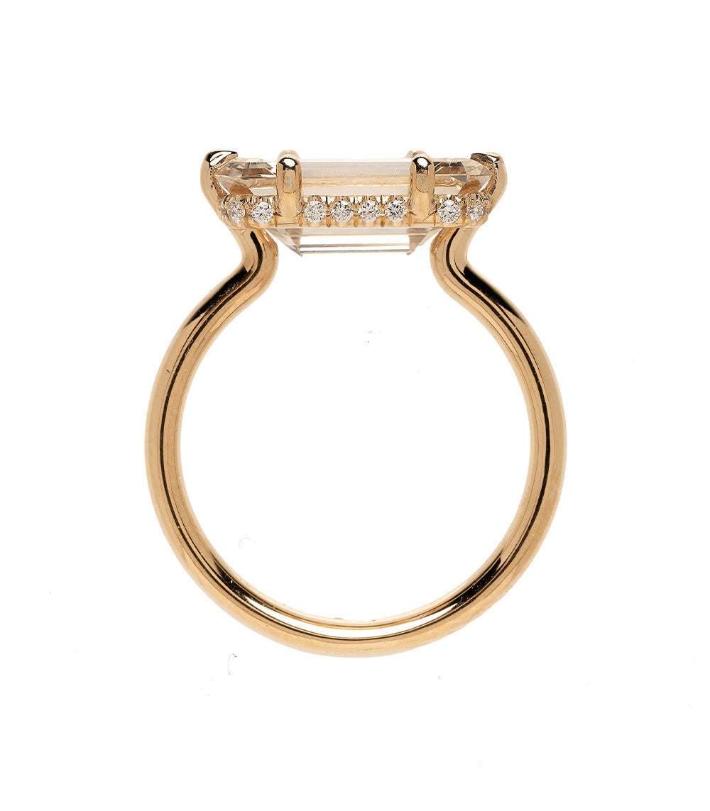 Billie Ew Emerald Cut Champagne Engagement Ring - 14K Gold Vintage Style Wedding Band for Women, Perfect for Proposals, Anniversaries & Bridal Jewelry Gifts