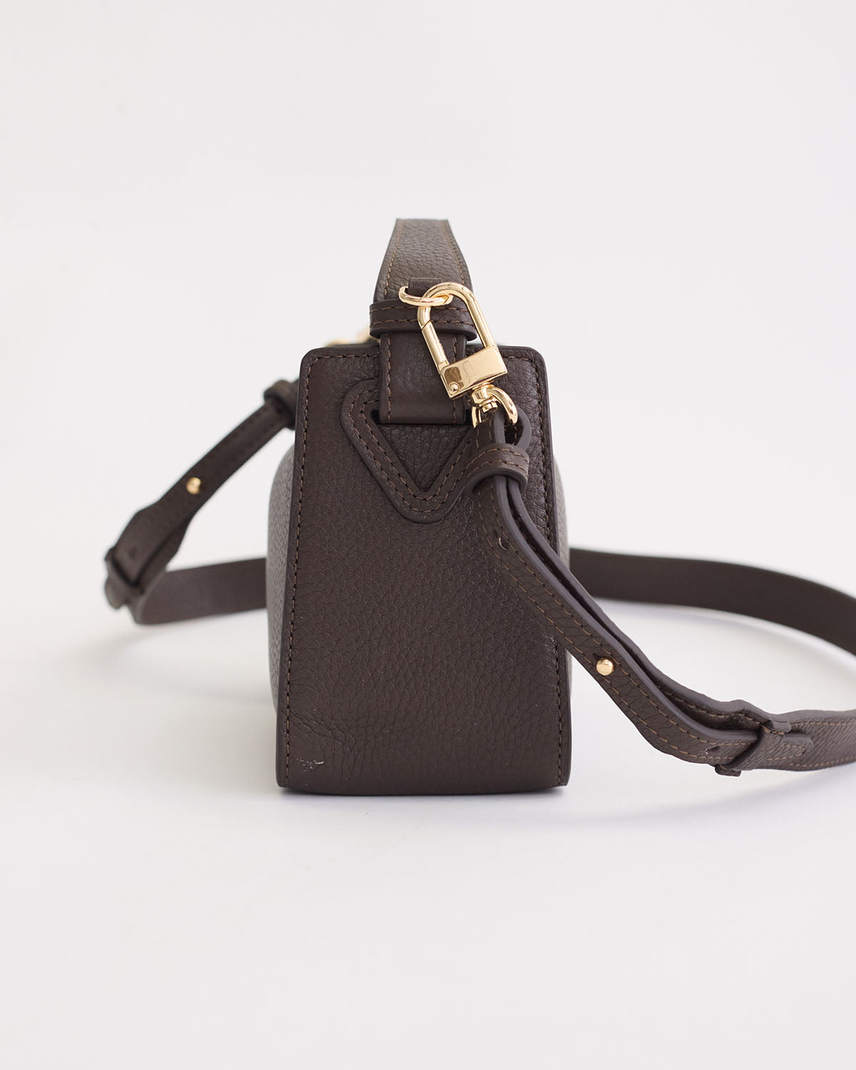 Mini Clementine Crossbody Bag in Charcoal Pebbled Leather with Gold Hardware - Perfect for Everyday Use, Work, and Evening Outings