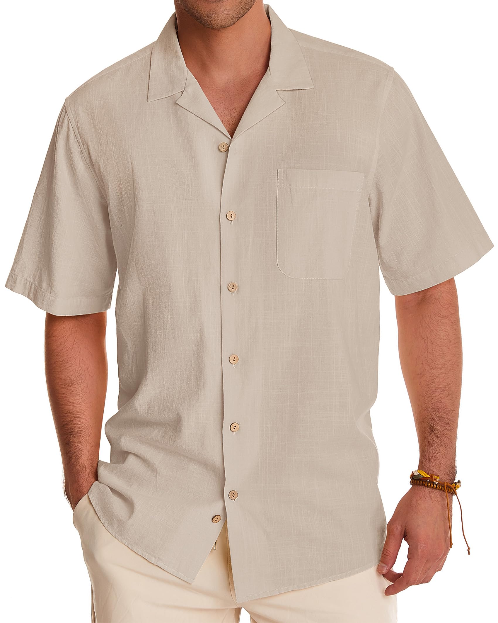 Breathable Men's Linen Shirts - Short Sleeve Button Down Cotton Shirts for Summer | Casual Beach, Vacation & Hawaiian Style | Perfect for Tropical Getaways, Outdoor Events & Summer Fashion