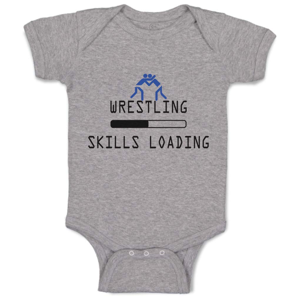 Custom Baby Bodysuit - Wrestling Skills Loading Sport Funny Cotton Onesie for Boys & Girls (6 Months, Oxford Gray) - Perfect for Playtime, Gym & Photo Shoots