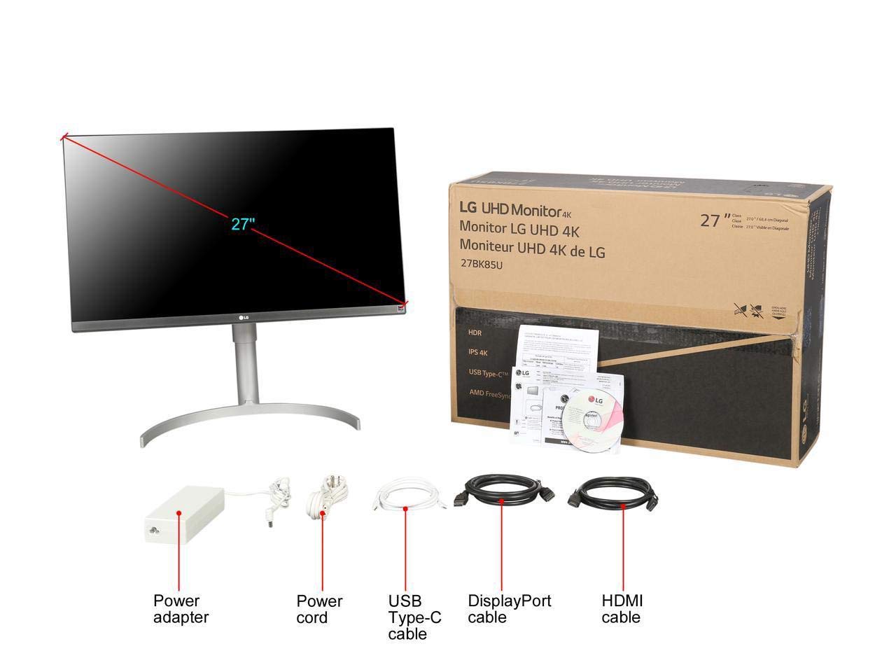 LG 27BK85U-W 27-Inch UltraFine 4K UHD IPS LCD Monitor - Widescreen Desktop Display for Home Office, Gaming, and Graphic Design