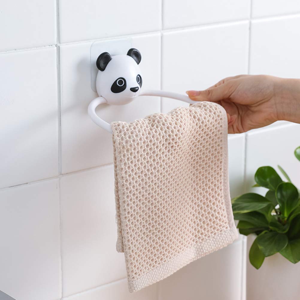 Traceless Towel Rack - No Trace ABS Material Bathroom Organizer, Panda Cartoon Design Wall Mounted Shelf for Kitchen & Bathroom Towel Storage | Space Saving Home Decor