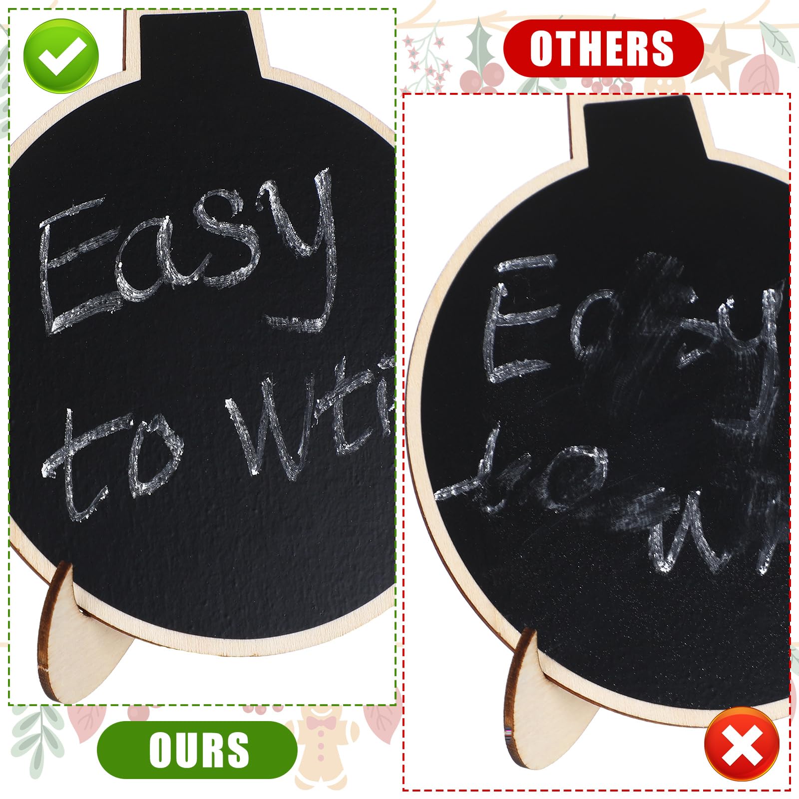 20 Pack Mini Chalkboard Signs with Stand - 3.94x3.94 Inch Wooden Blackboard & Chalk Marker for Christmas, Weddings, Parties - Perfect for Food Labels, Table Numbers, Welcome Signs & Holiday Decorations