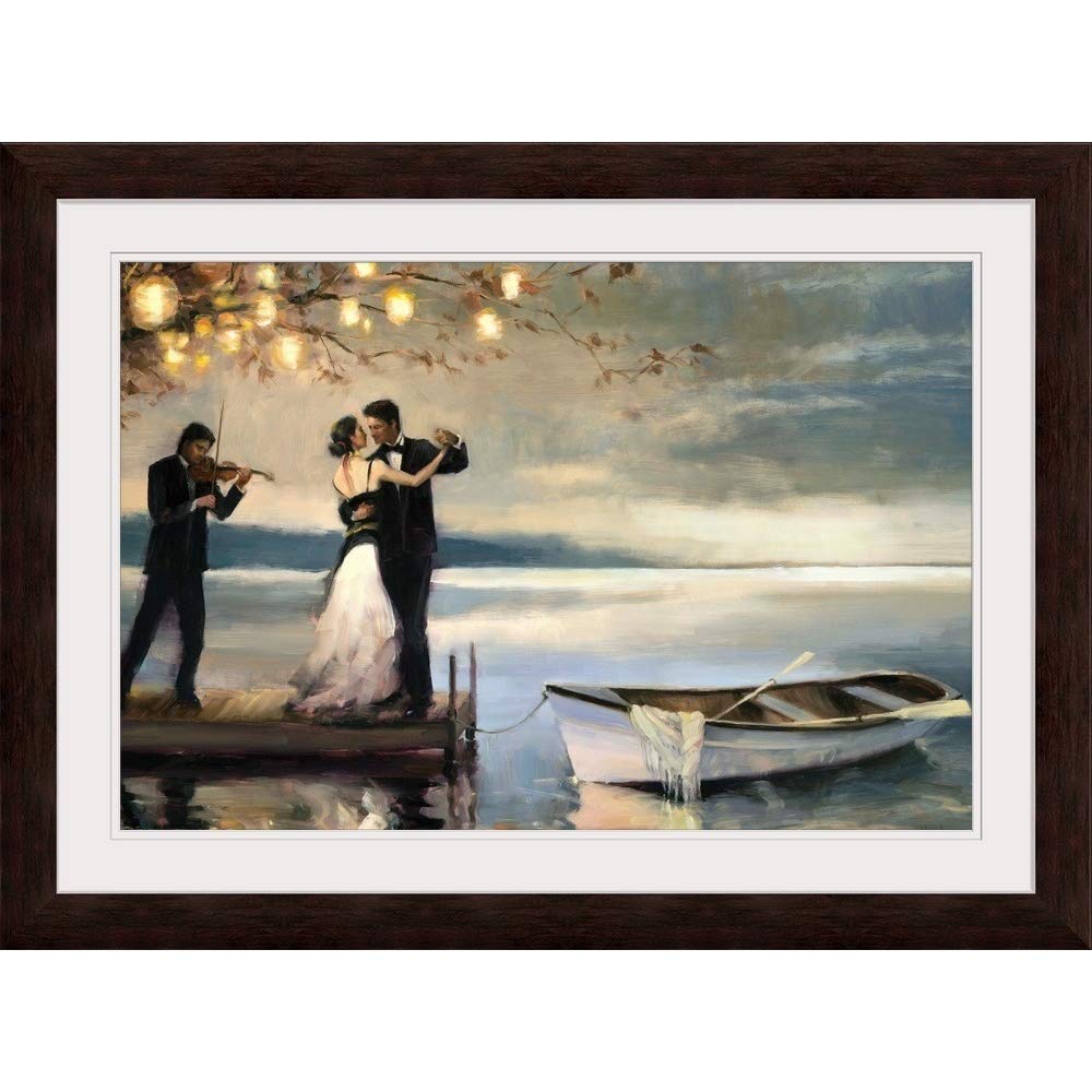 GREATBIGCANVAS Twilight Romance Espresso Framed Wall Art Print - Nautical Ships & Boats Painting for Living Room, Bedroom, Office Decor | Home & Office Wall Decor