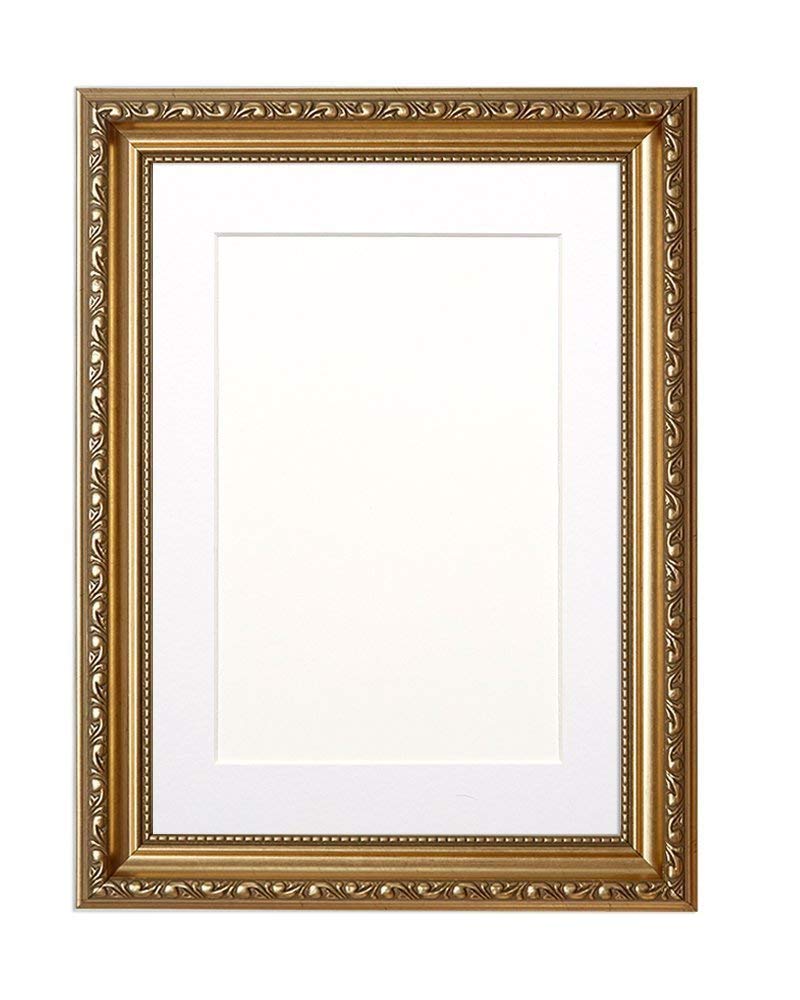 Ornate Gold Picture Frame with White Matt - A1 for A2 Photos | Home & Office Decor