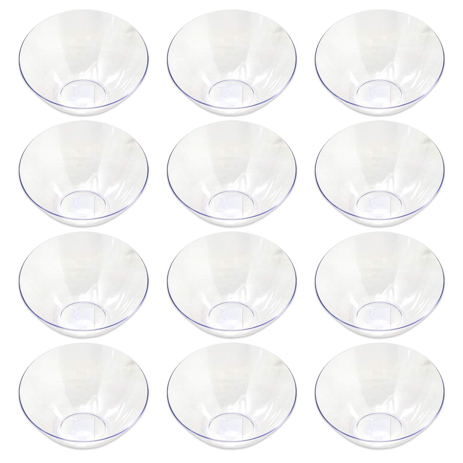 Clear Angled Bowls - 20 oz Plastic Bowls for Candy, Snacks, Salads | Perfect for Weddings, Parties & Events (12 Pack) | Great for Serving, Entertaining & Food Display