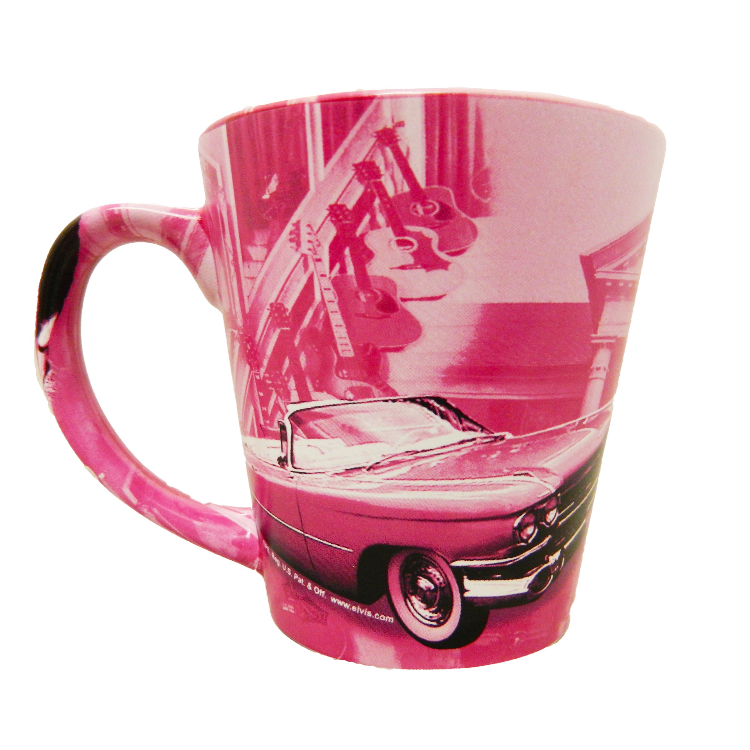Elvis Presley Coffee Mug - 12 oz Ceramic Latte Pink Cup with Guitar Design - Perfect for Elvis Fans, Coffee Lovers & Gift Giving