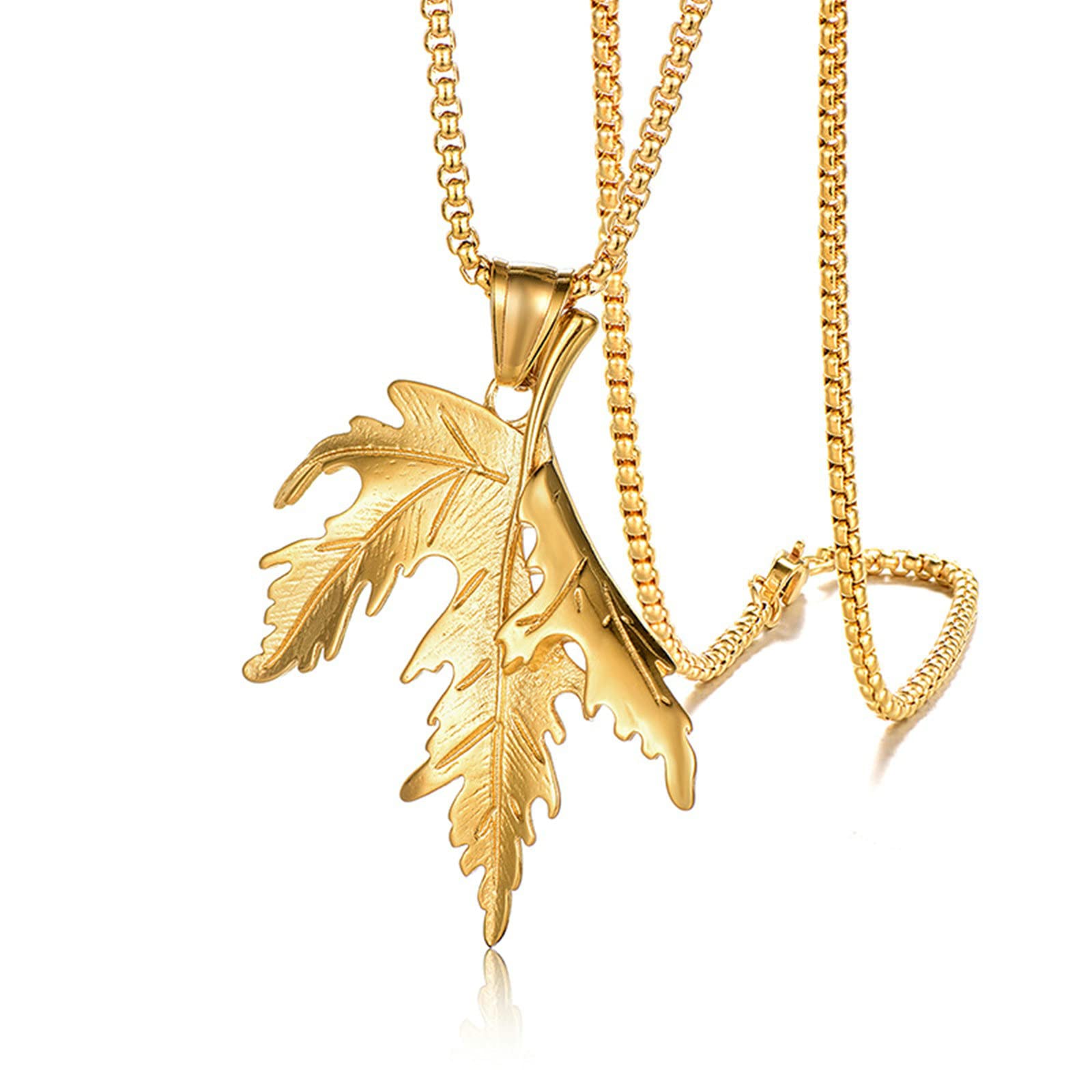 Stainless Steel Maple Leaf Pendant Necklace for Men - Stylish Lobster Claw Clasp Jewelry - Perfect Gift for Birthday, Anniversary & Everyday Wear