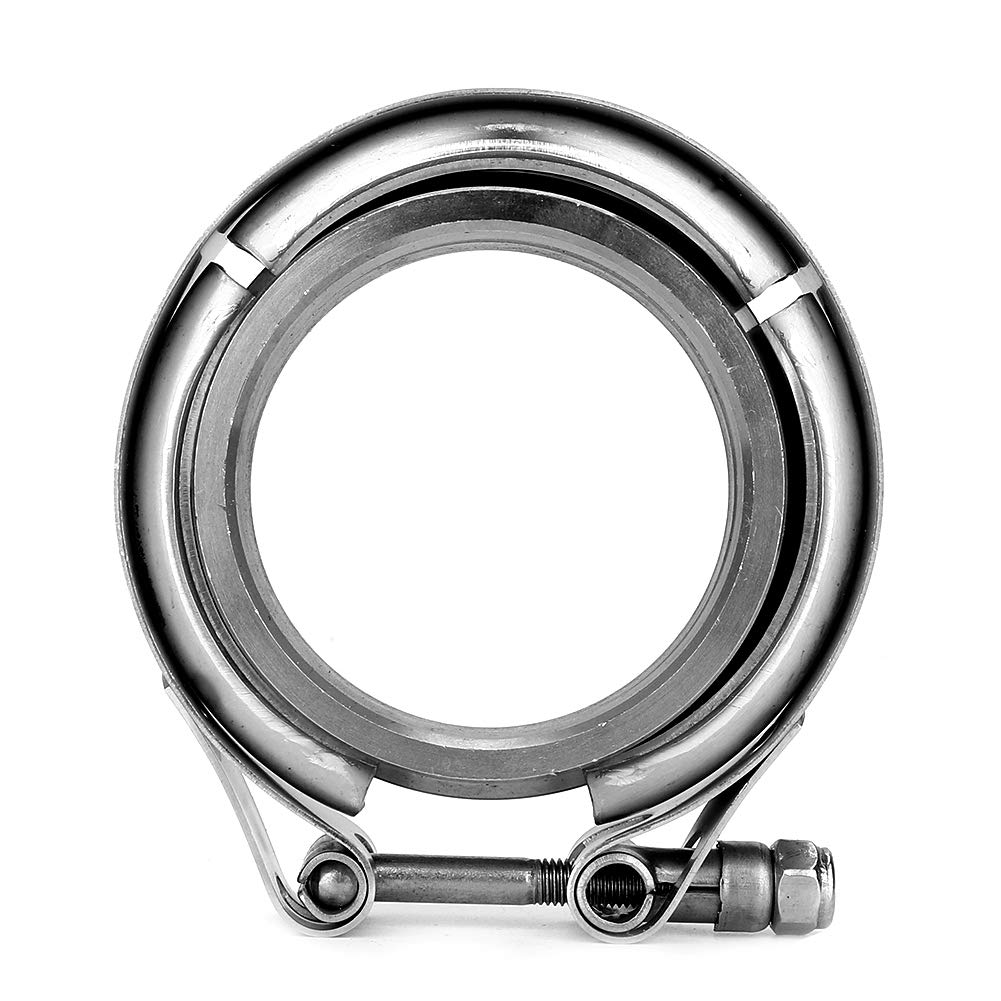 2.5 Inch V-Band Clamp Flange Kit - 2pcs Stainless Steel Turbo Exhaust Down Pipe Clamps for Performance Car Upgrades & Racing Applications