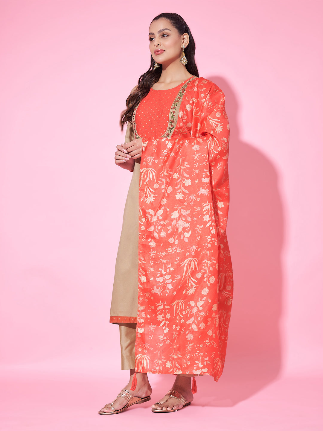 Elegant Beige Designer Pant Suit with Printed Embroidery Work - Perfect for Weddings, Parties & Formal Events